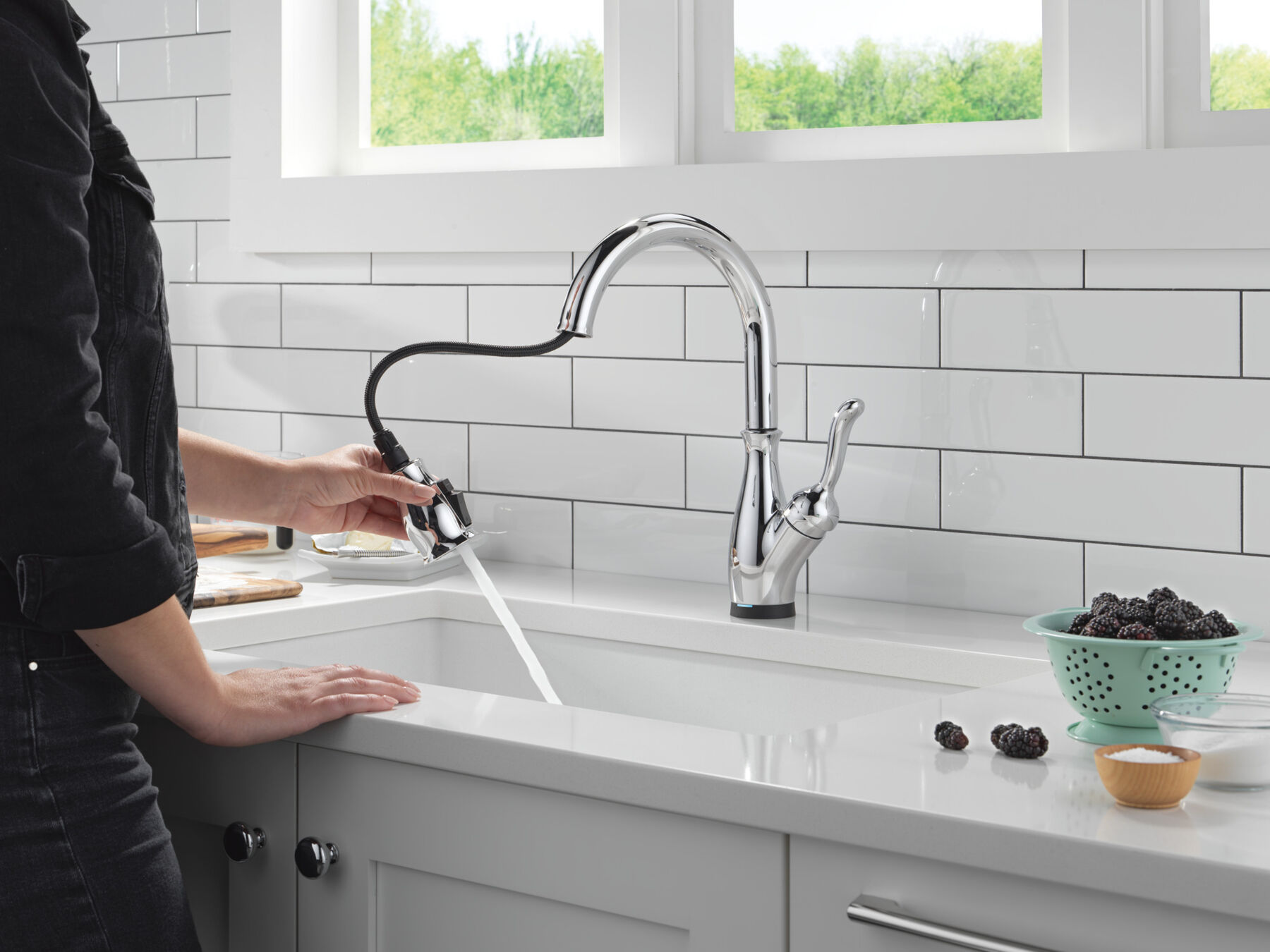 Touch2O with Touchless and VoiceIQ&reg; Technology Single Handle Pull-Down Kitchen Faucet with Soap Dispenser
