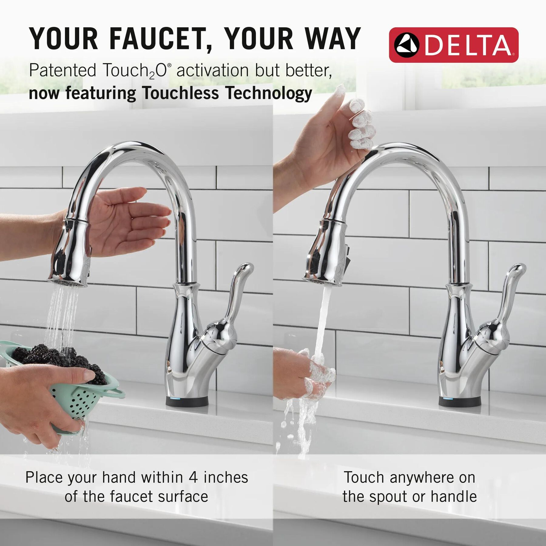 Touch<sub>2</sub>O&reg; Technology Kitchen Faucet with Touchless Technology
