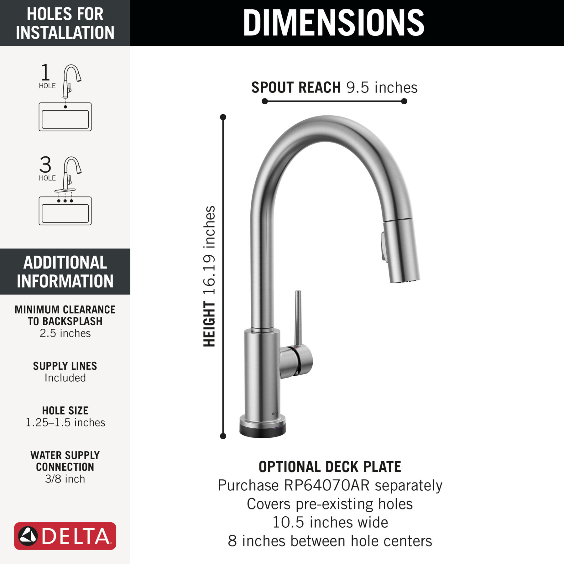 Touch<sub>2</sub>O&reg; Technology Kitchen Faucet with Touchless Technology