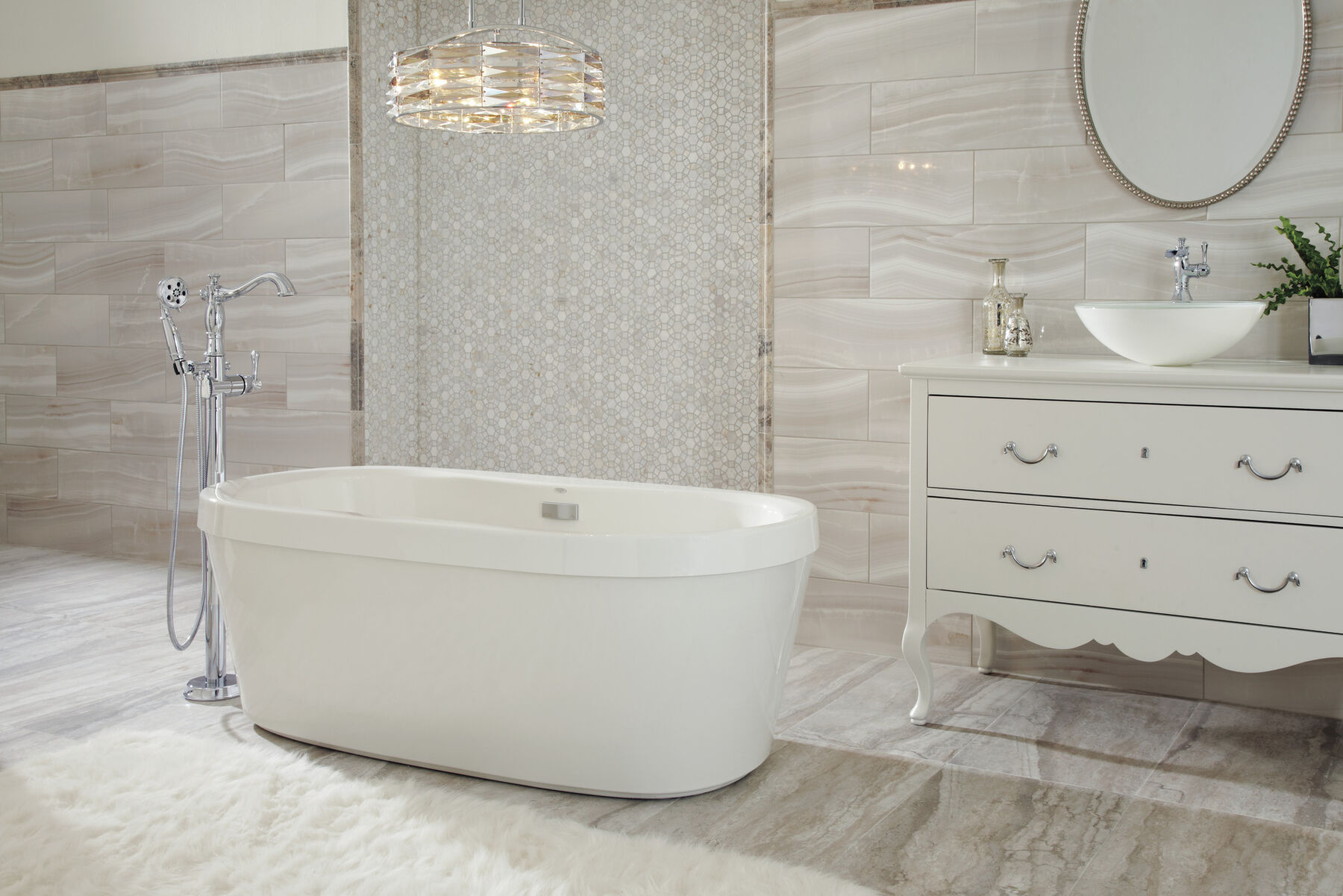 68" x 36" Freestanding Tub with Integrated Waste and  Overflow