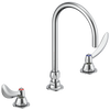 Two Handle Widespread Bathroom Faucet with Gooseneck Spout - Less Pop-Up