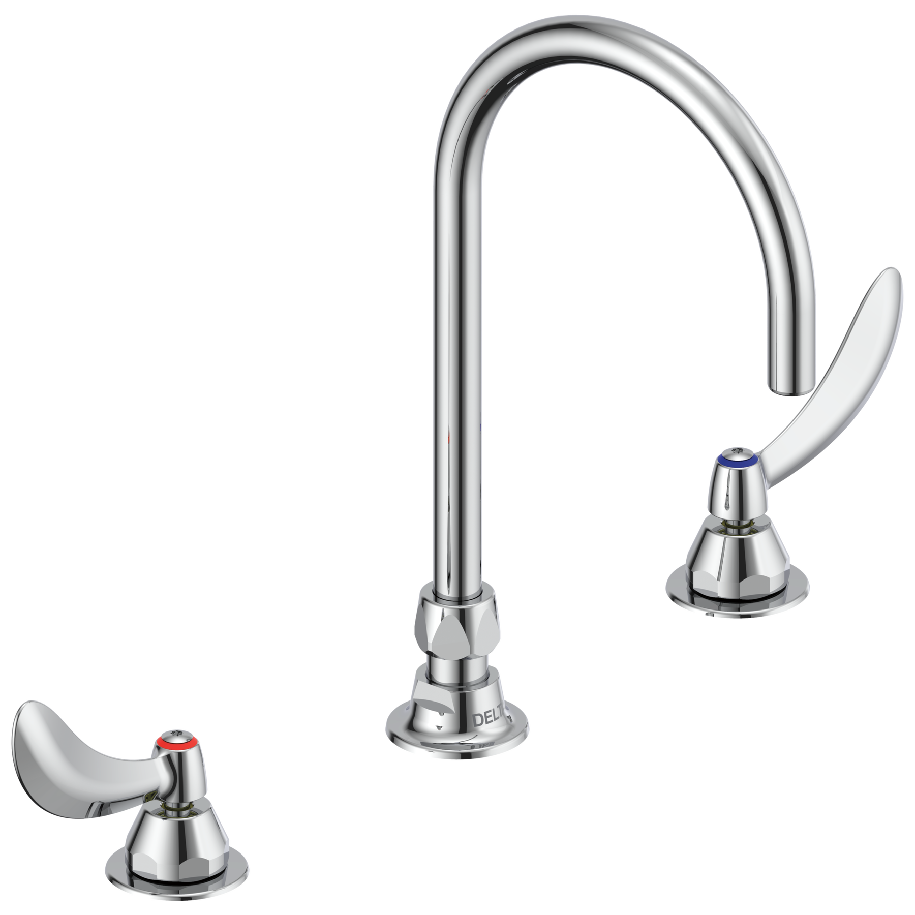 Two Handle Widespread Bathroom Faucet with Gooseneck Spout - Less Pop-Up