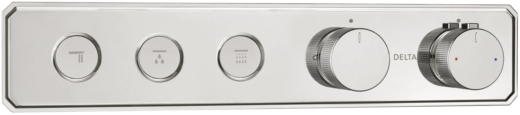Traditional High Flow Push Button Thermostatic Trim - 3 Outlet