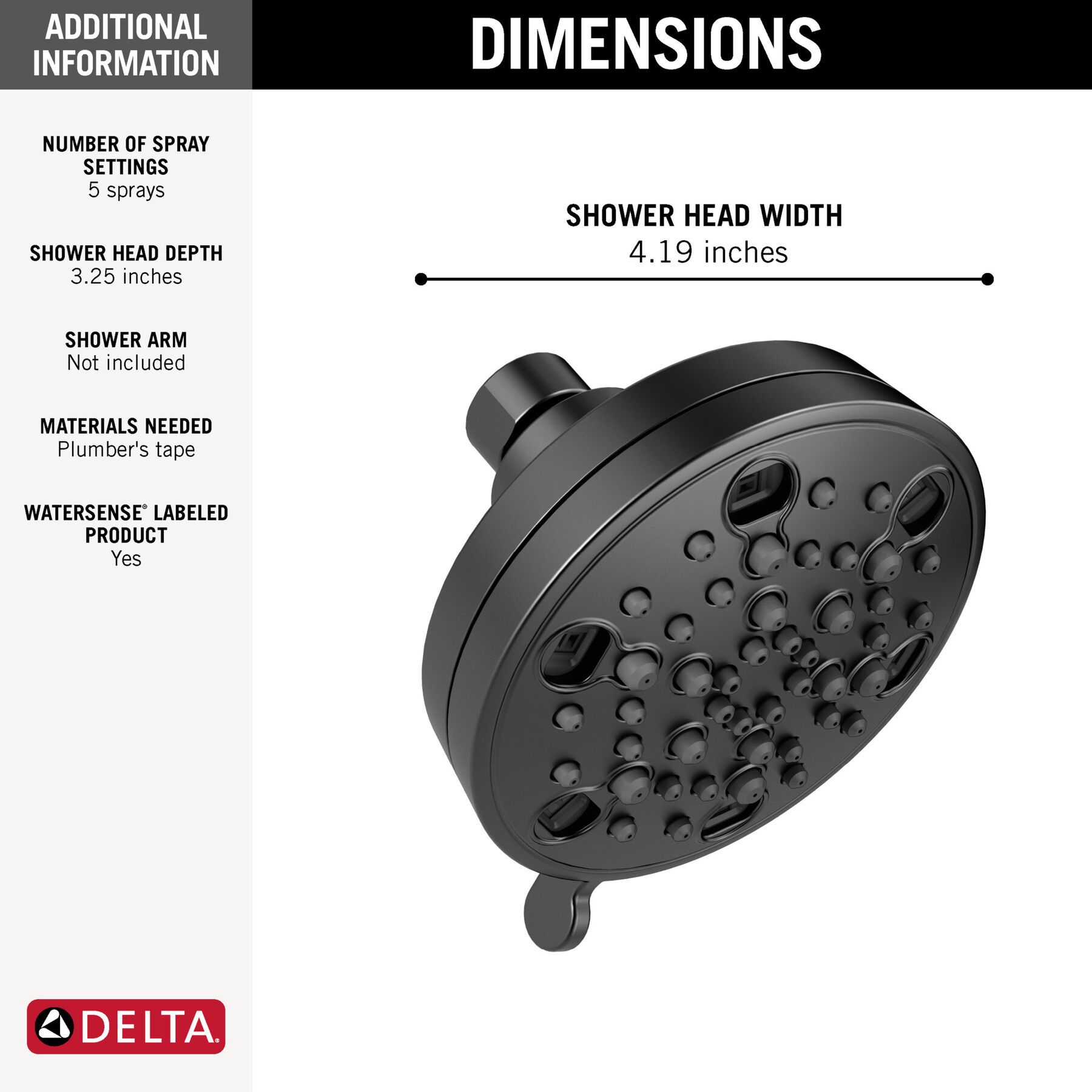 H2Okinetic&reg; 5-Setting Contemporary Shower Head