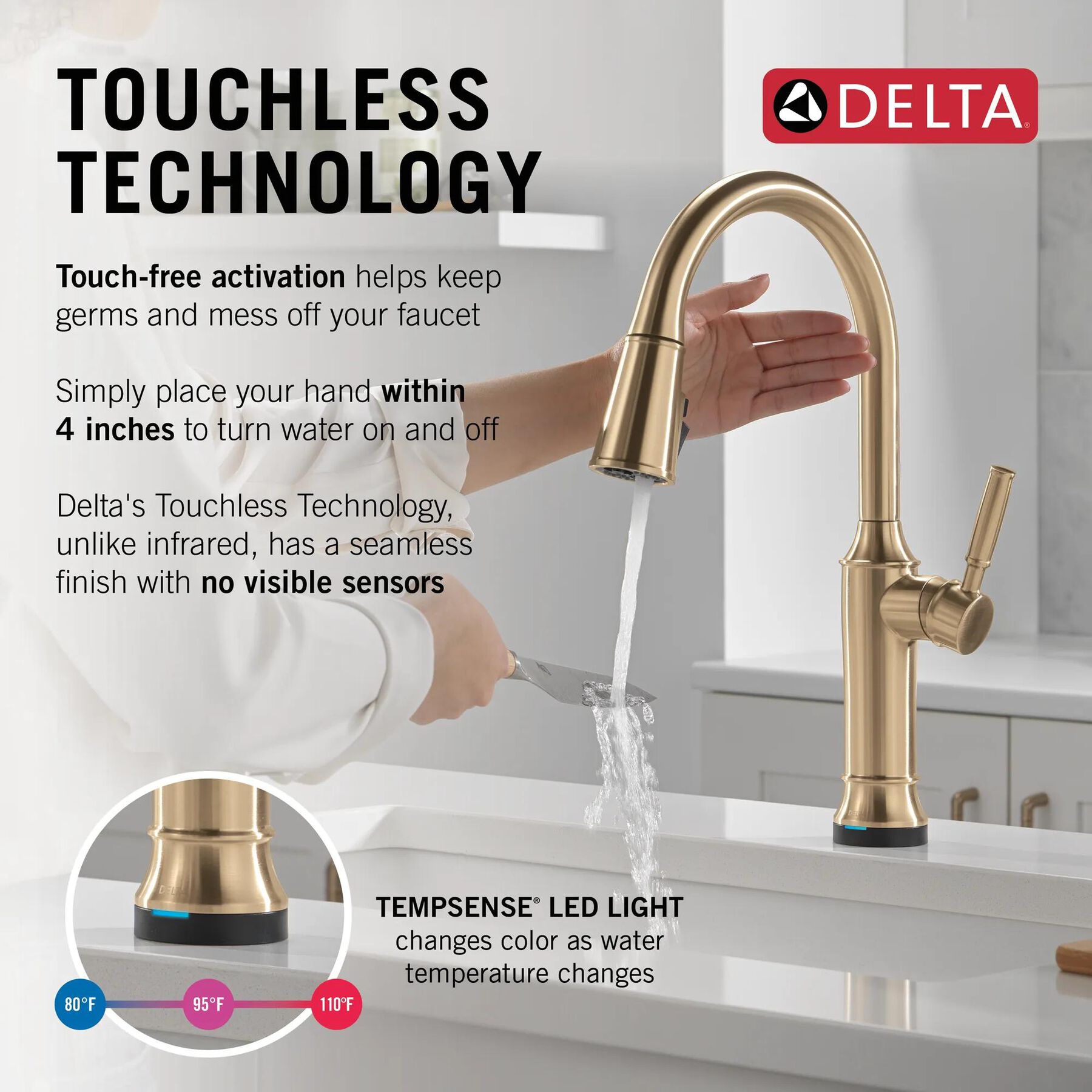 Touch<sub>2</sub>O&reg; Technology Kitchen Faucet with Touchless Technology