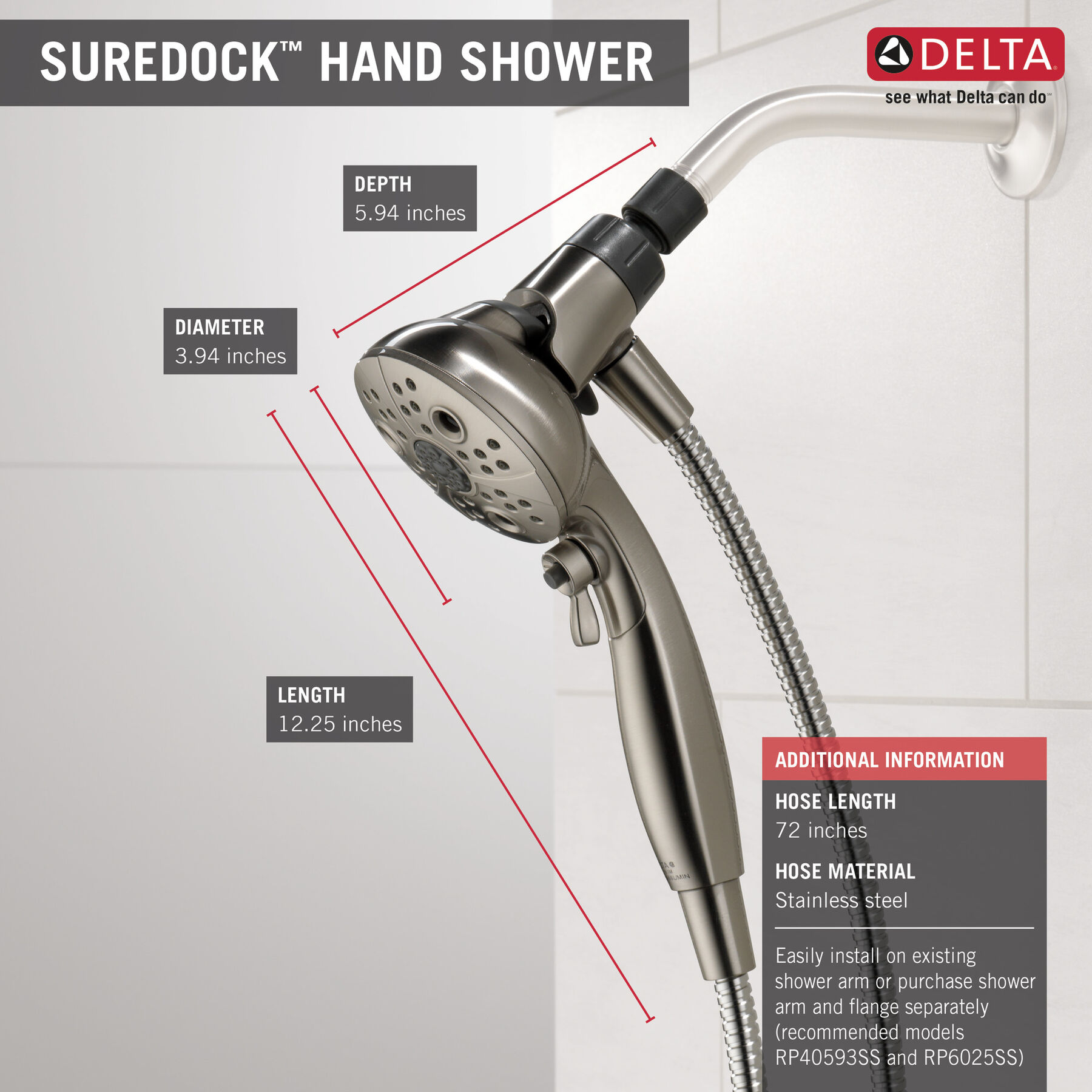5-Setting Hand Shower SureDock