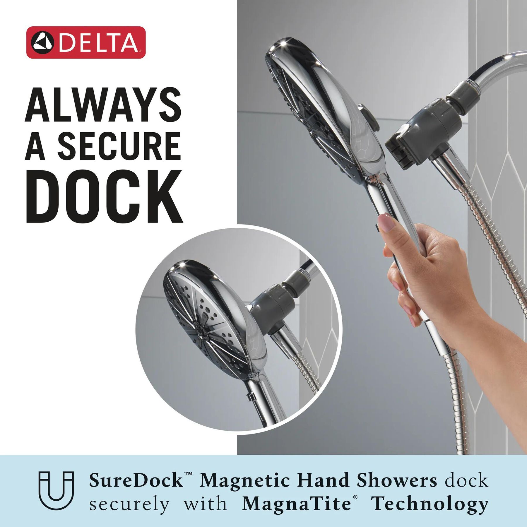 6-Setting SureDock&reg; Magnetic Hand Shower