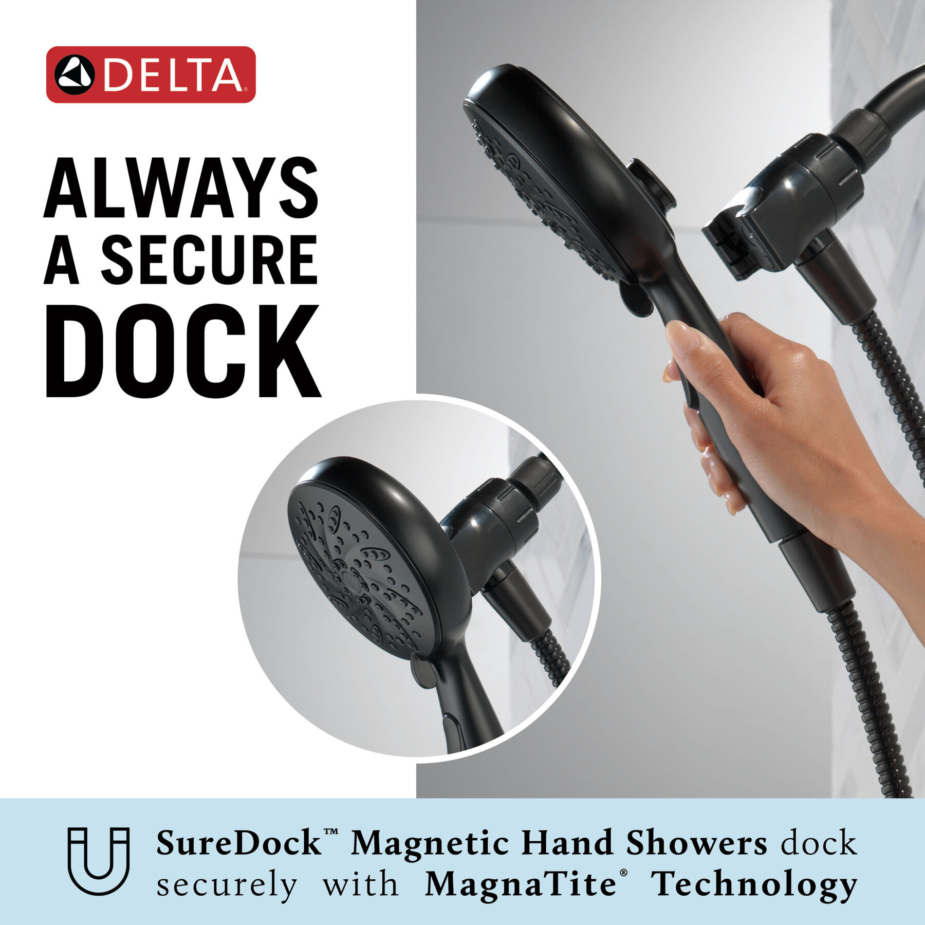6-Setting SureDock&reg; Magnetic Hand Shower