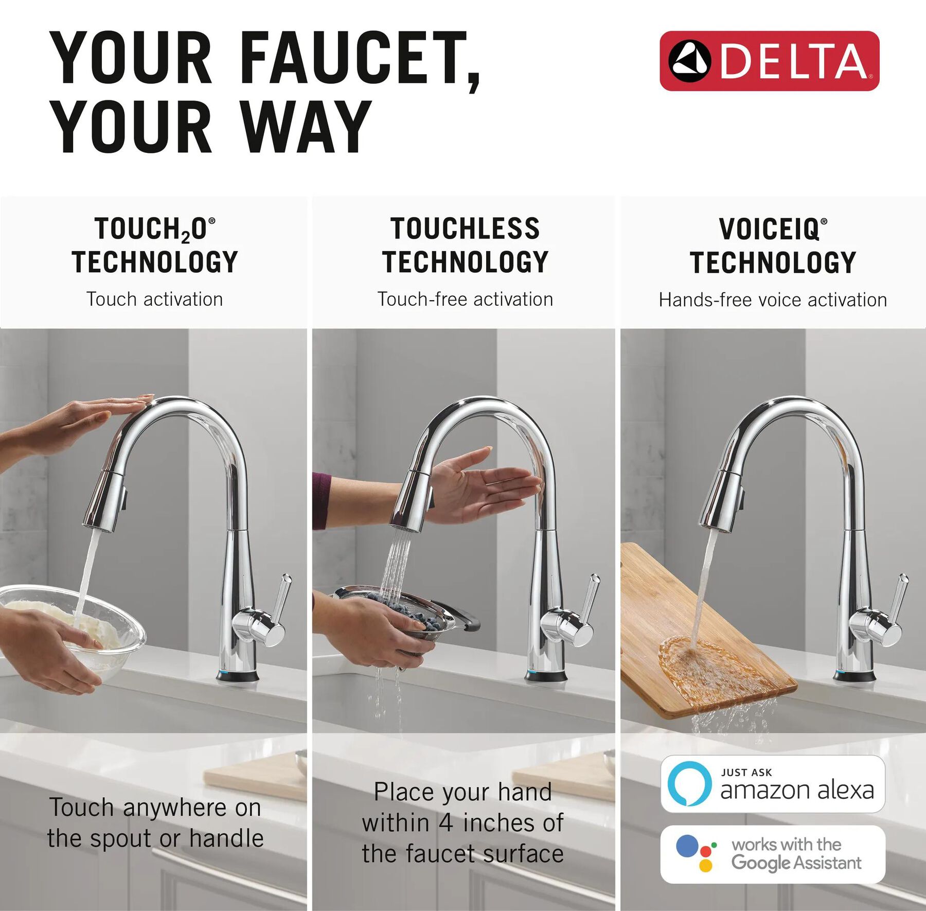 VoiceIQ&reg; Single Handle Pull-Down Faucet with Touch<sub>2</sub>O&reg; Technology
