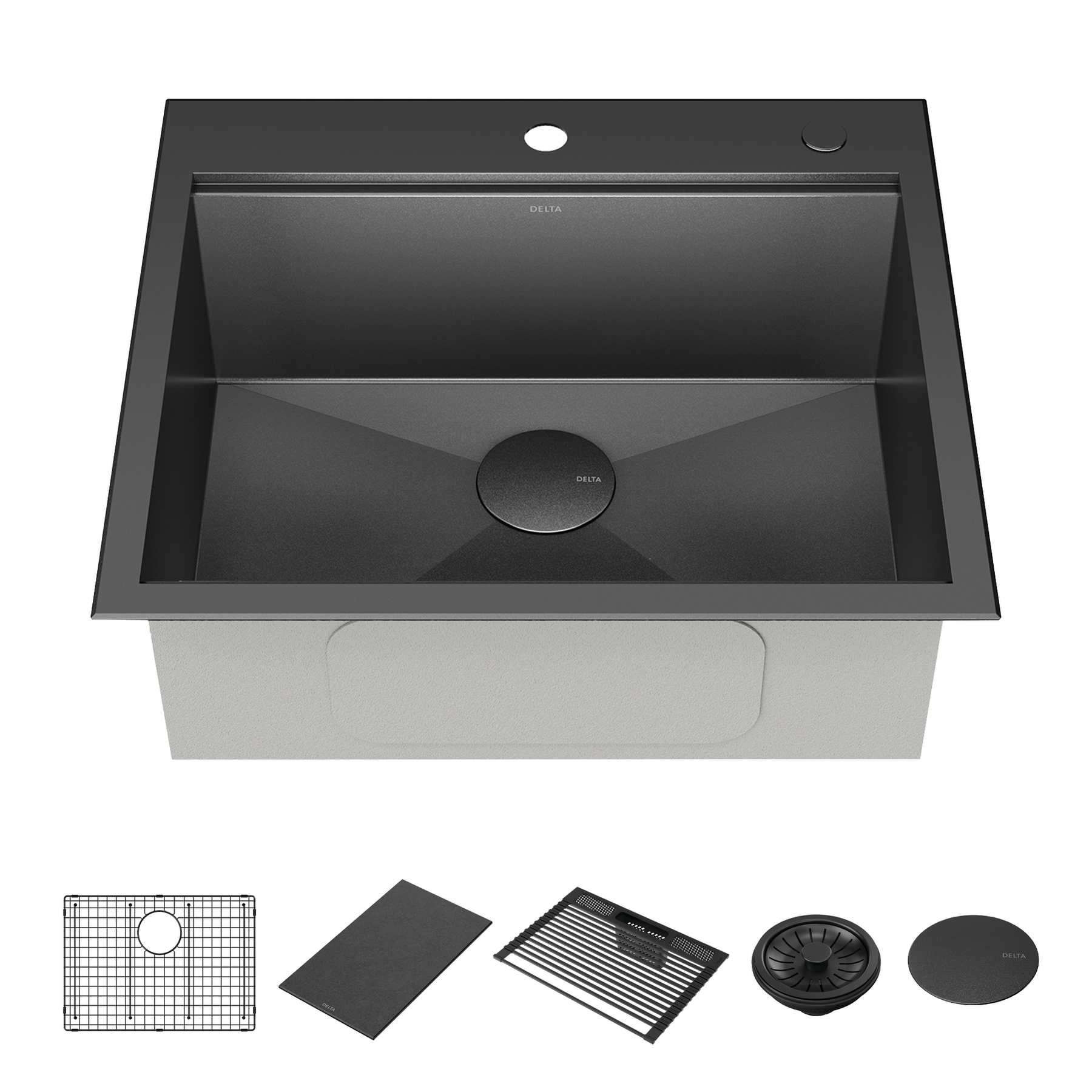 25&rdquo; Drop-In Top Mount&nbsp;16 Gauge Workstation Kitchen Sink Single Bowl&nbsp;with WorkFlow&trade; Ledge and Accessories
