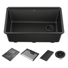 30&rdquo; Granite Composite Workstation Kitchen Sink Undermount Single Bowl with WorkFlow&trade; Ledge and Accessories in Metallic Black