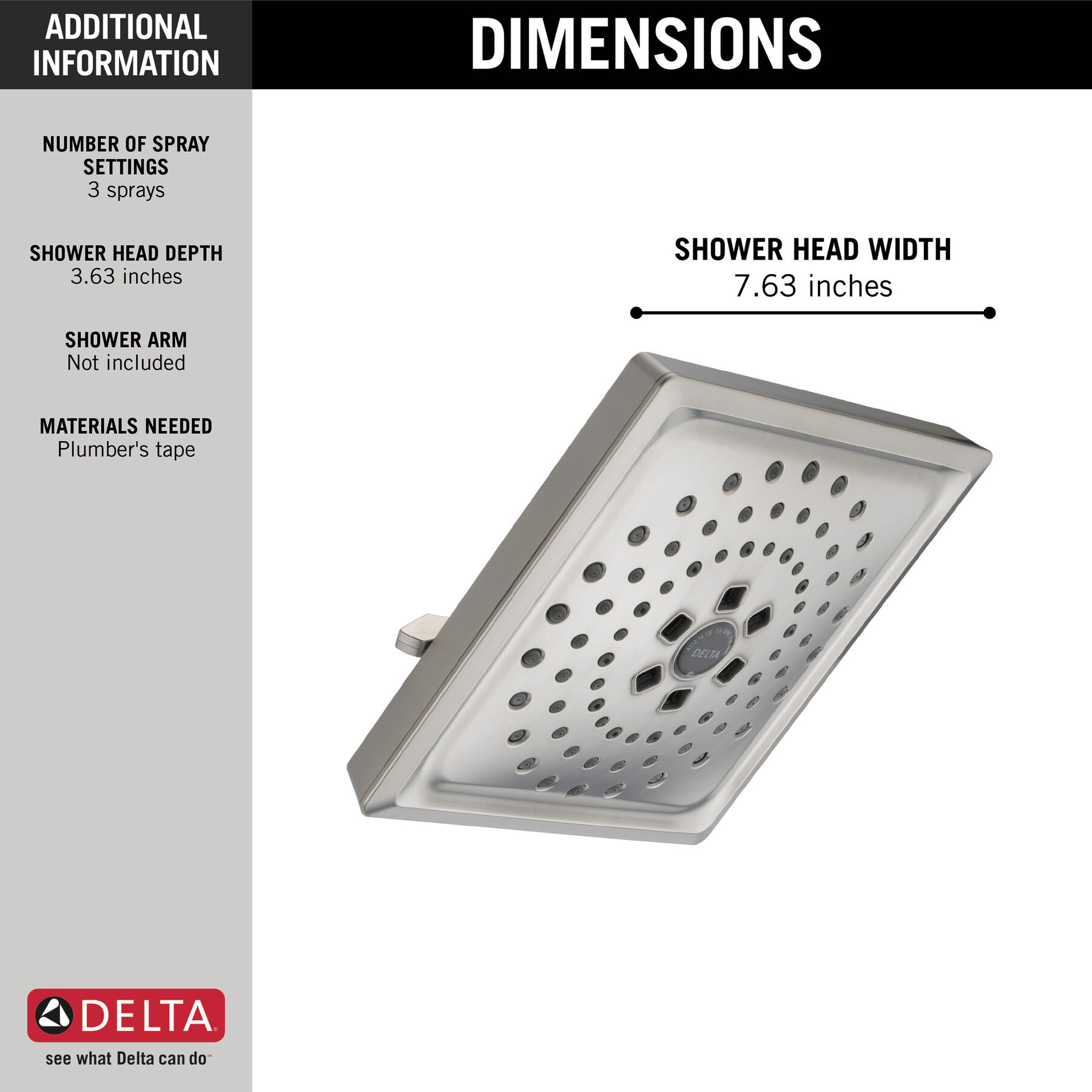 H2Okinetic&reg; 3-Setting Raincan Shower Head
