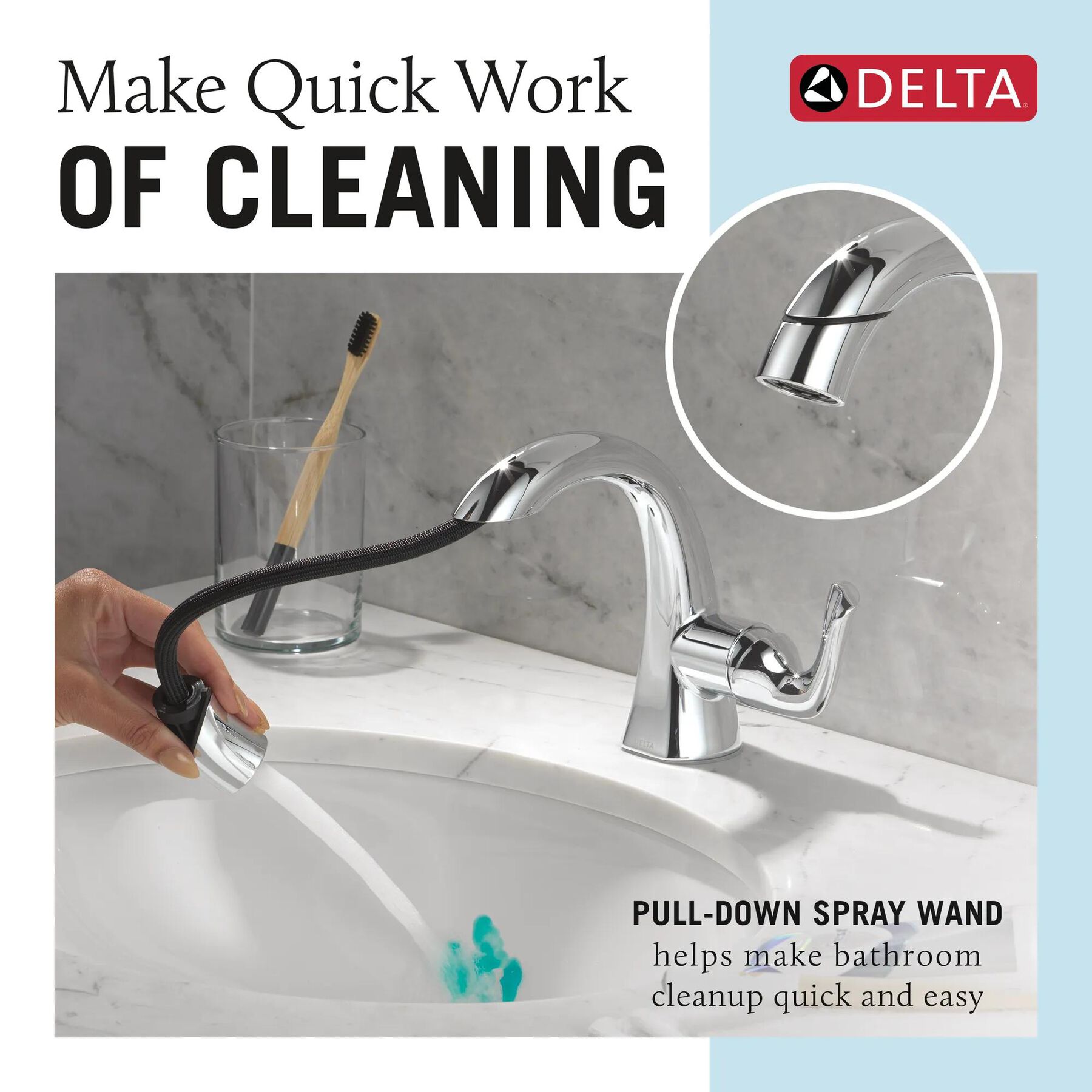 Single Handle Pull-Down Bathroom Faucet