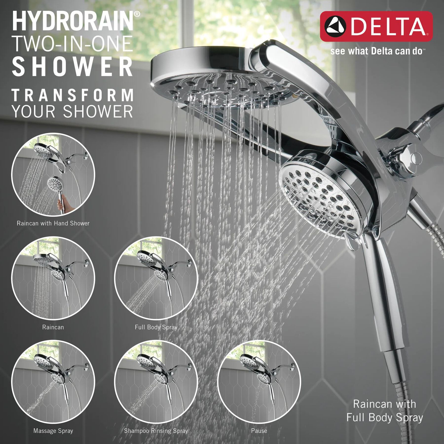 HydroRain 2-in-1 1.75GPM 4-Setting
