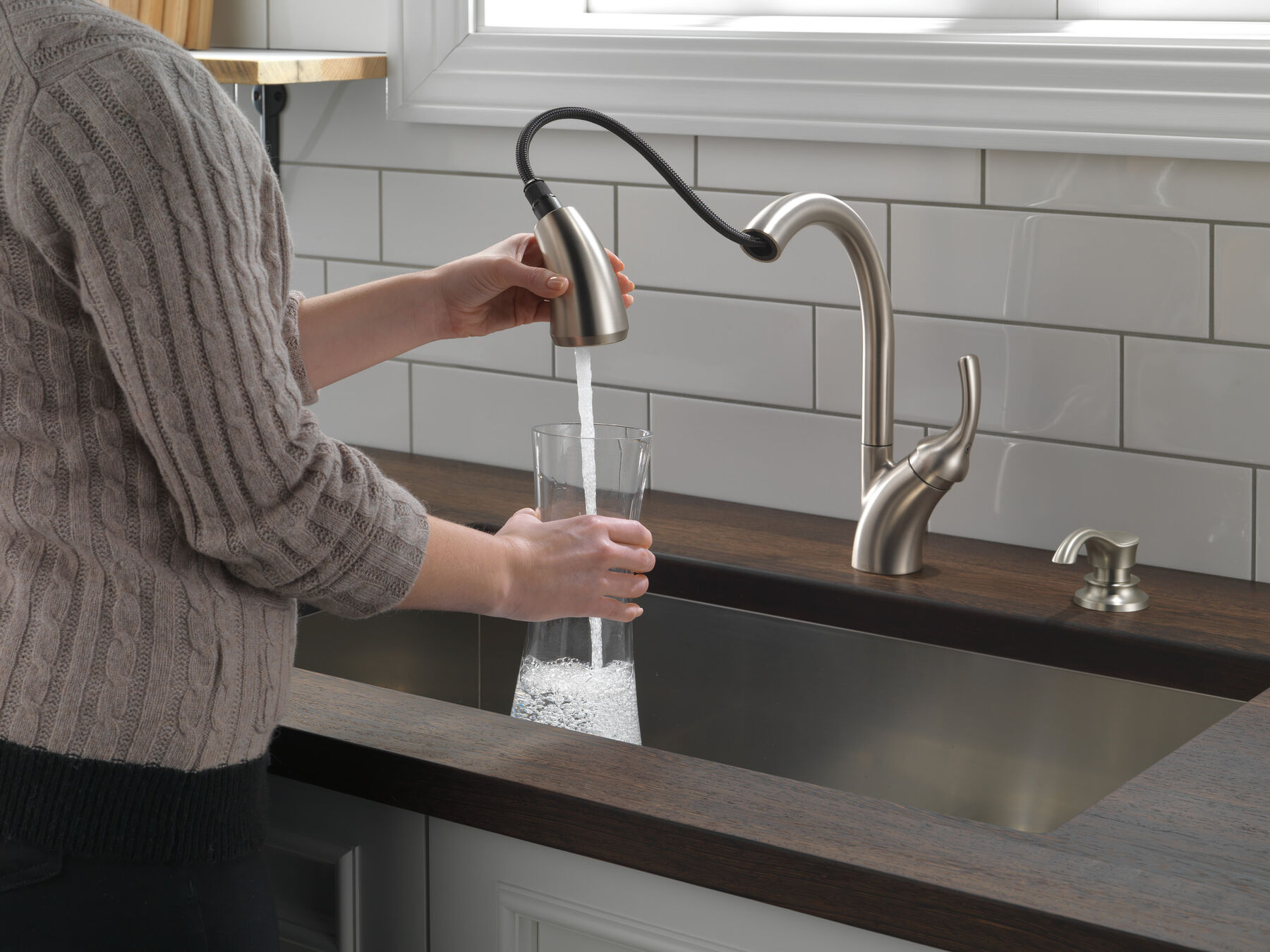 Single Handle Pull-Out Kitchen Faucet with Soap Dispenser and ShieldSpray&reg; Technology