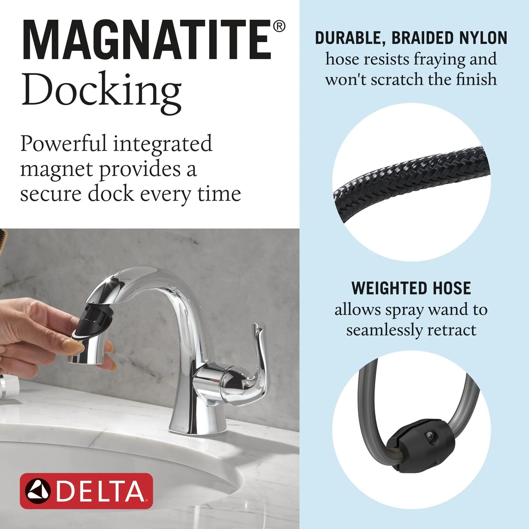 Single Handle Pull-Down Bathroom Faucet