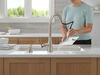 Single Handle Pull-Down Kitchen Faucet with Soap Dispenser and ShieldSpray Technology