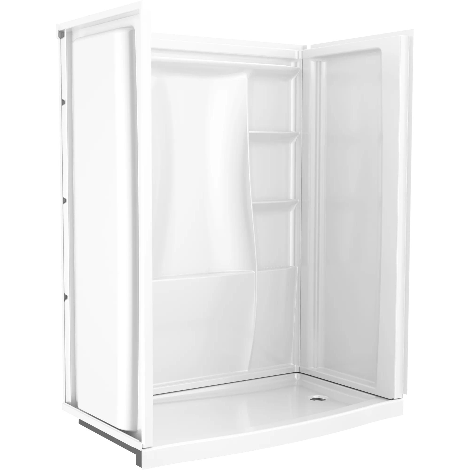 60 x 32" Curved Alcove Shower Base with Right Drain