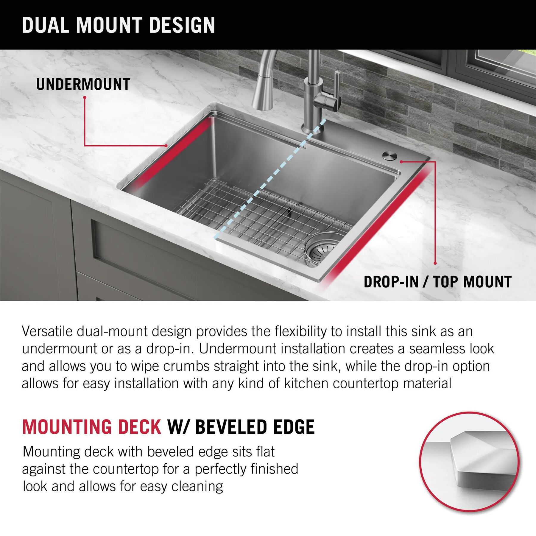 25&rdquo; Stainless Steel Workstation Kitchen Sink Drop-In Undermount Single Bowl with WorkFlow&trade; Ledge and Accessories