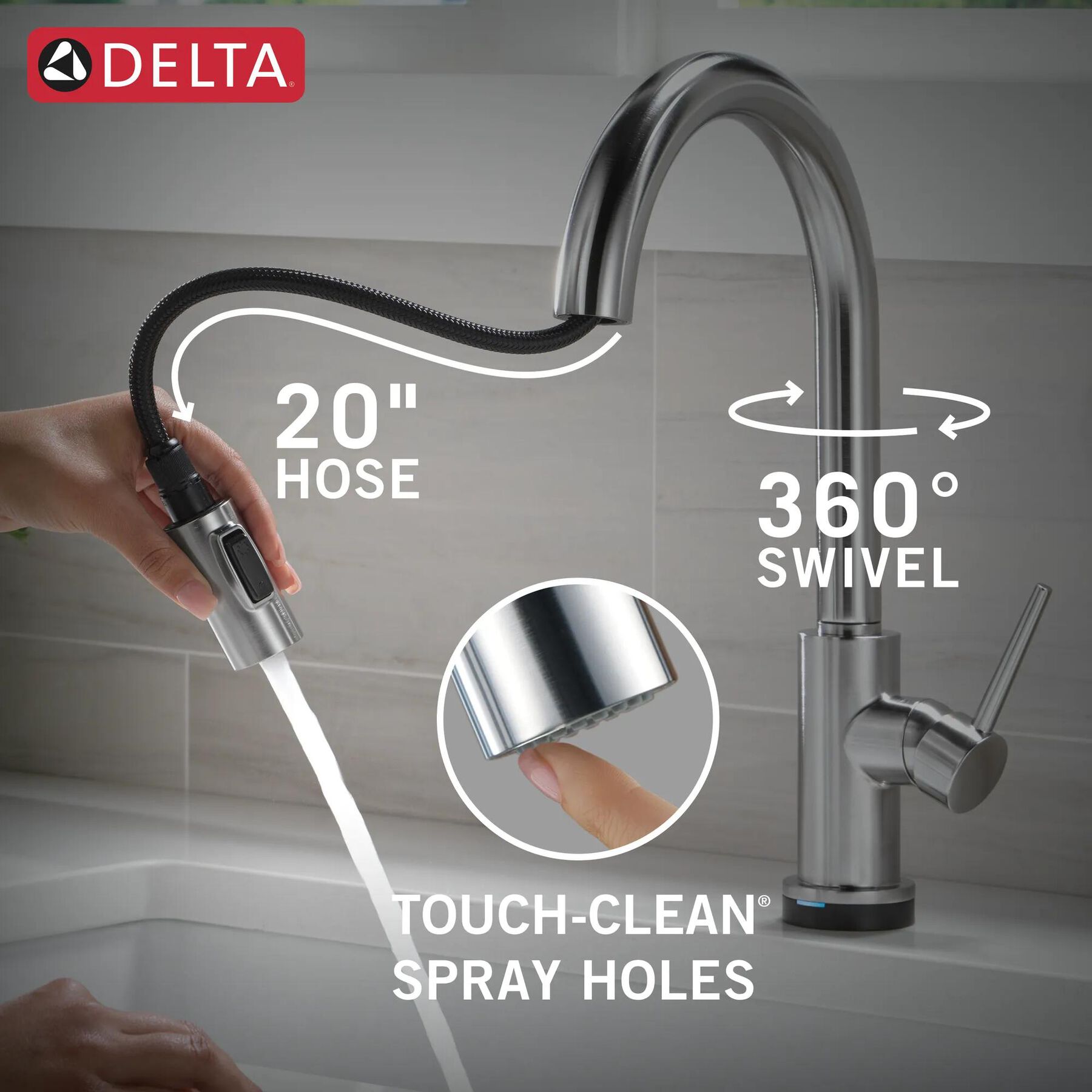 Touch<sub>2</sub>O&reg; Technology Kitchen Faucet with Touchless Technology