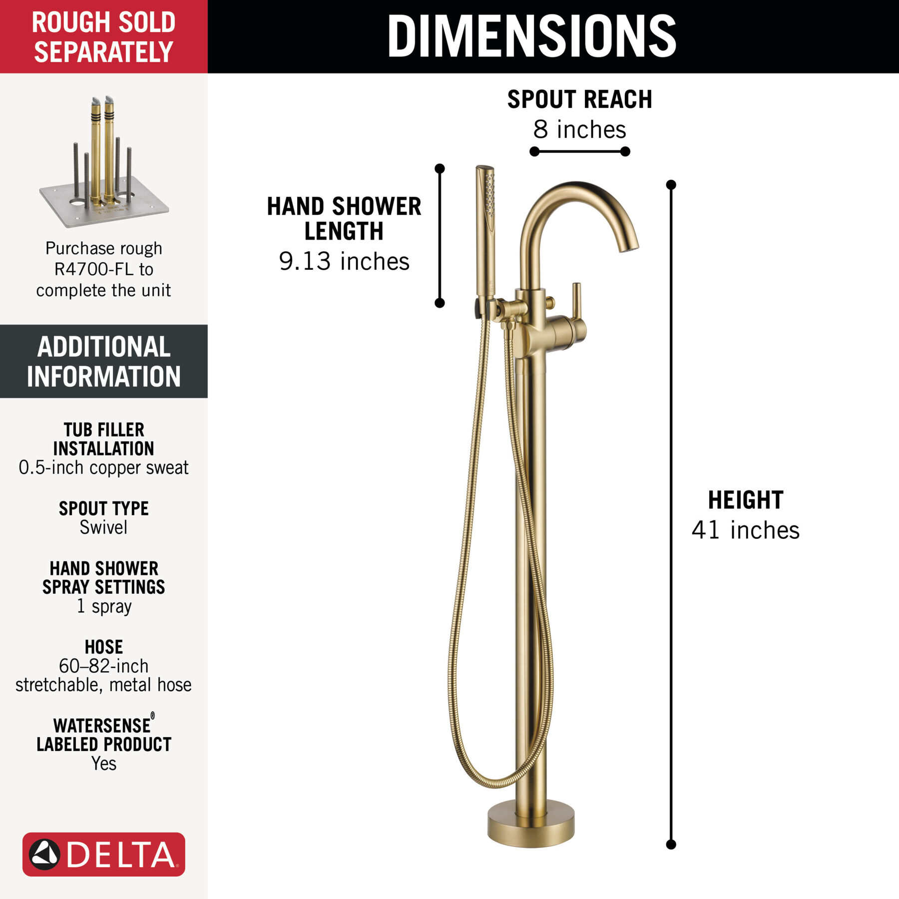 Contemporary Floor Mount Tub Filler Trim