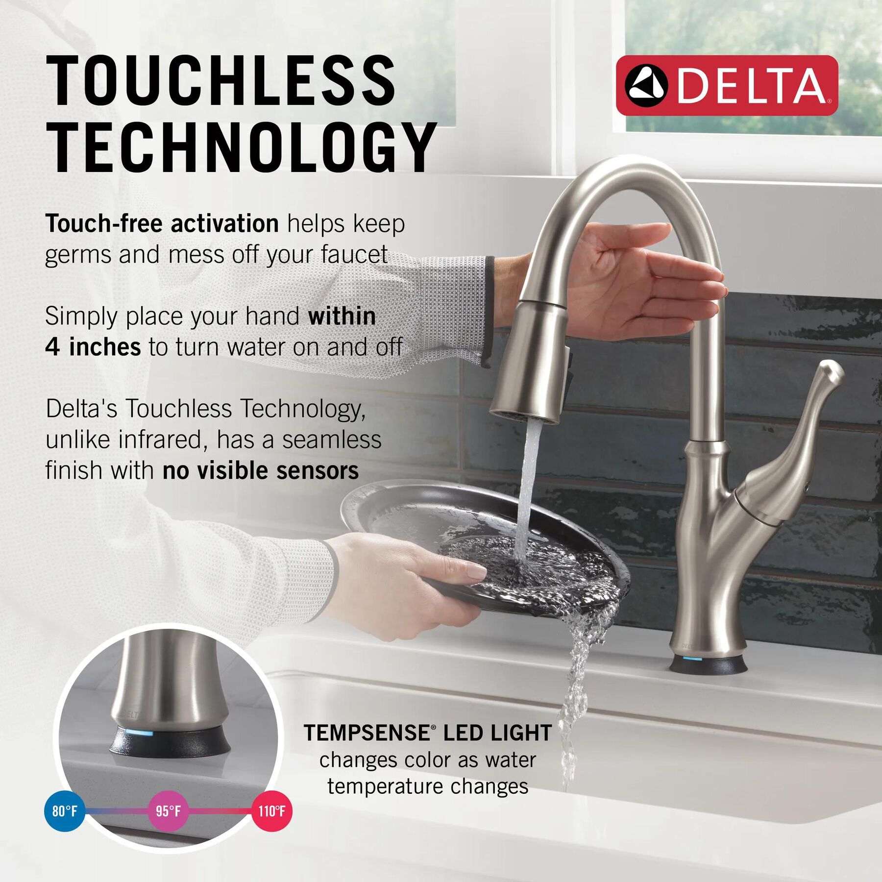 Touch<sub>2</sub>O&reg; Technology Kitchen Faucet with Touchless Technology