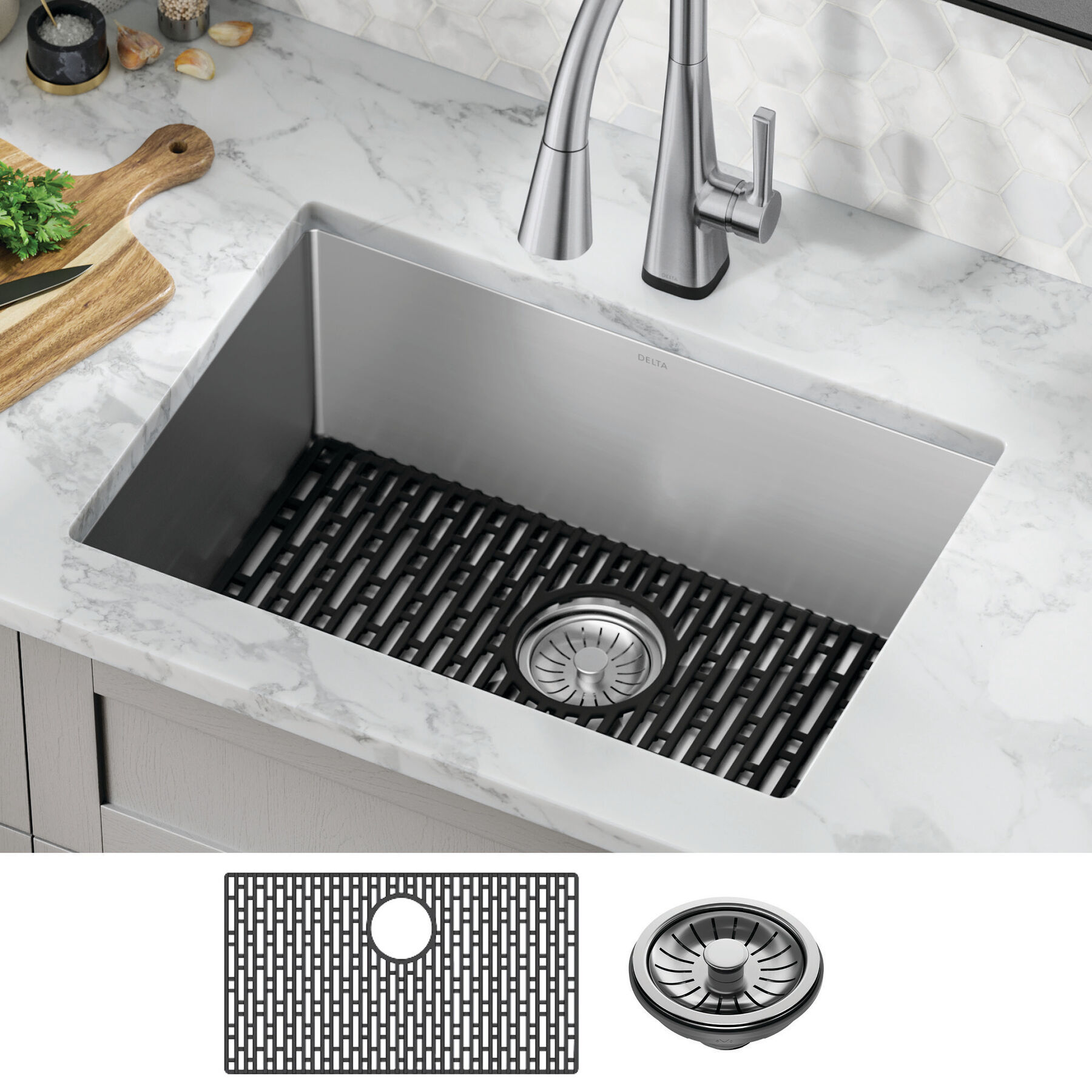 26&rdquo; Undermount Stainless Steel Single Bowl Kitchen Sink&nbsp;with Accessories