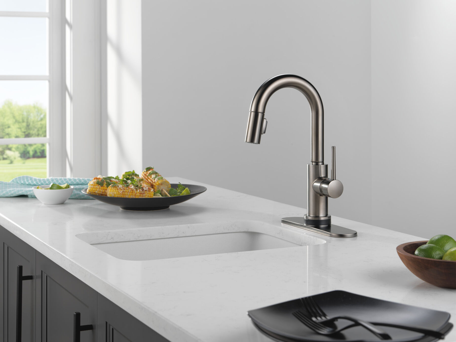 Single Handle Pull-Down Bar/Prep Faucet with Touch