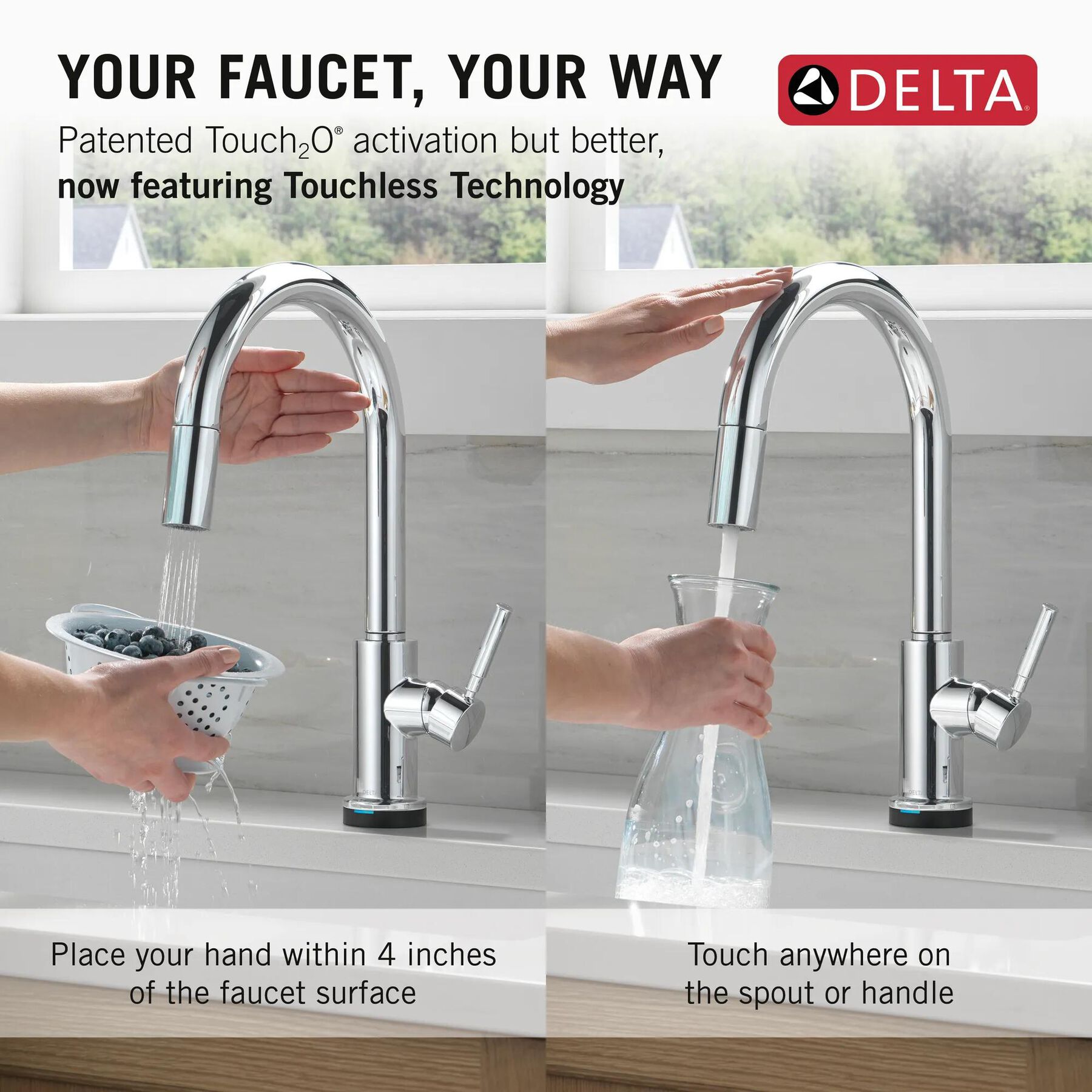 Single Handle Pull-Down Touch<sub>2</sub>O&reg; Technology Kitchen Faucet with Touchless Technology