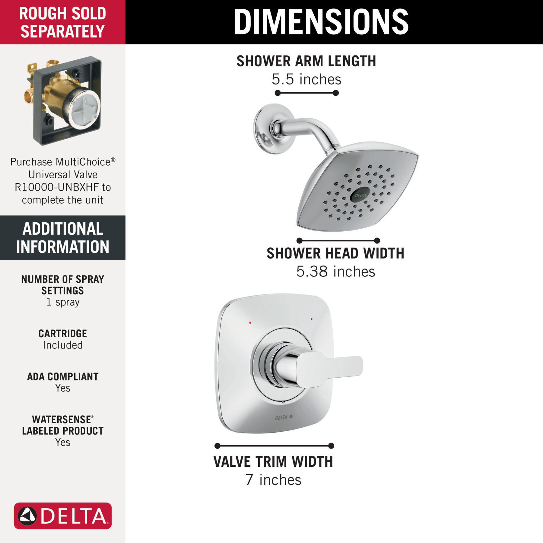 Single-Hole Lavatory Faucet with Shower Trim Bundle - 14 Series