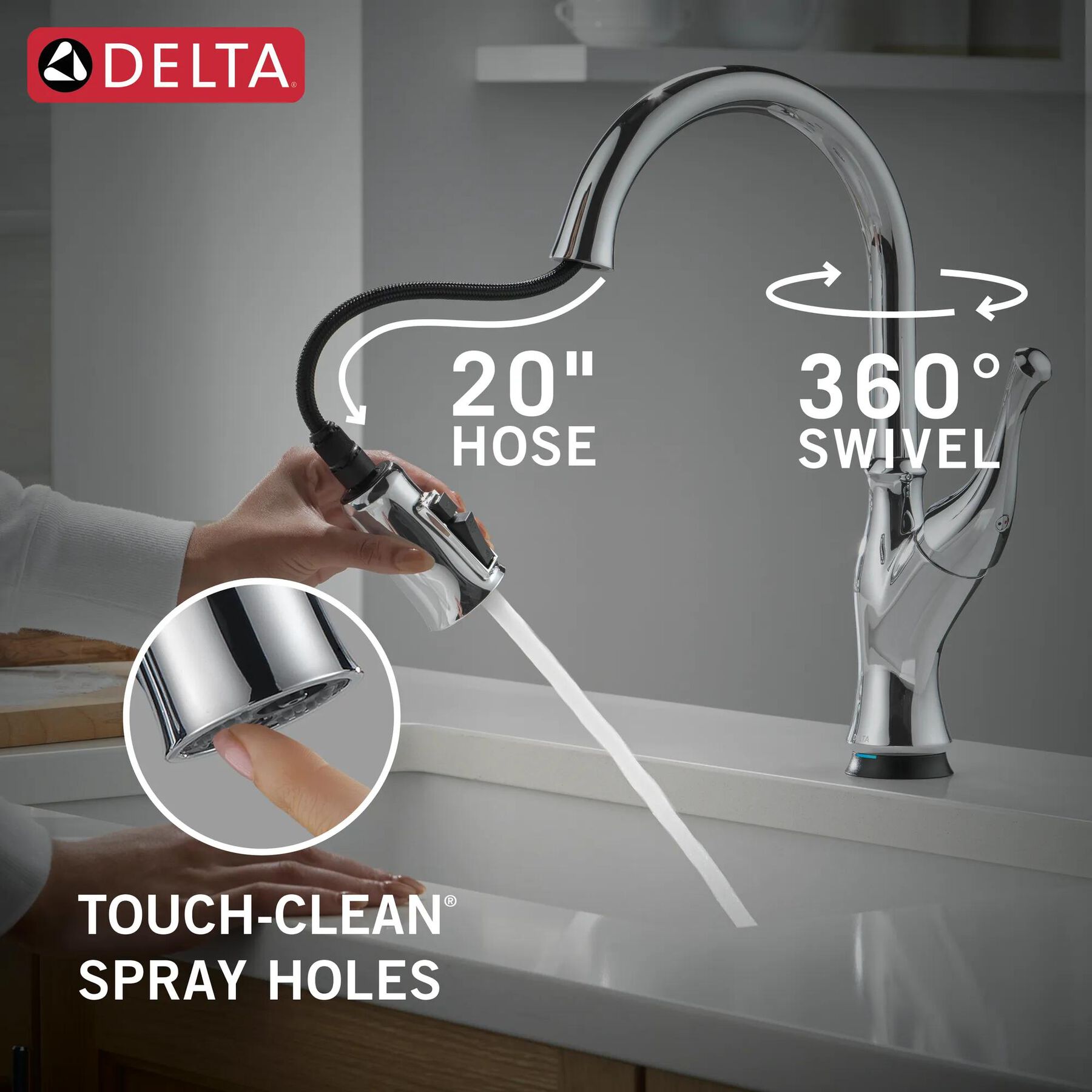 Touch<sub>2</sub>O&reg; Technology Kitchen Faucet with Touchless Technology