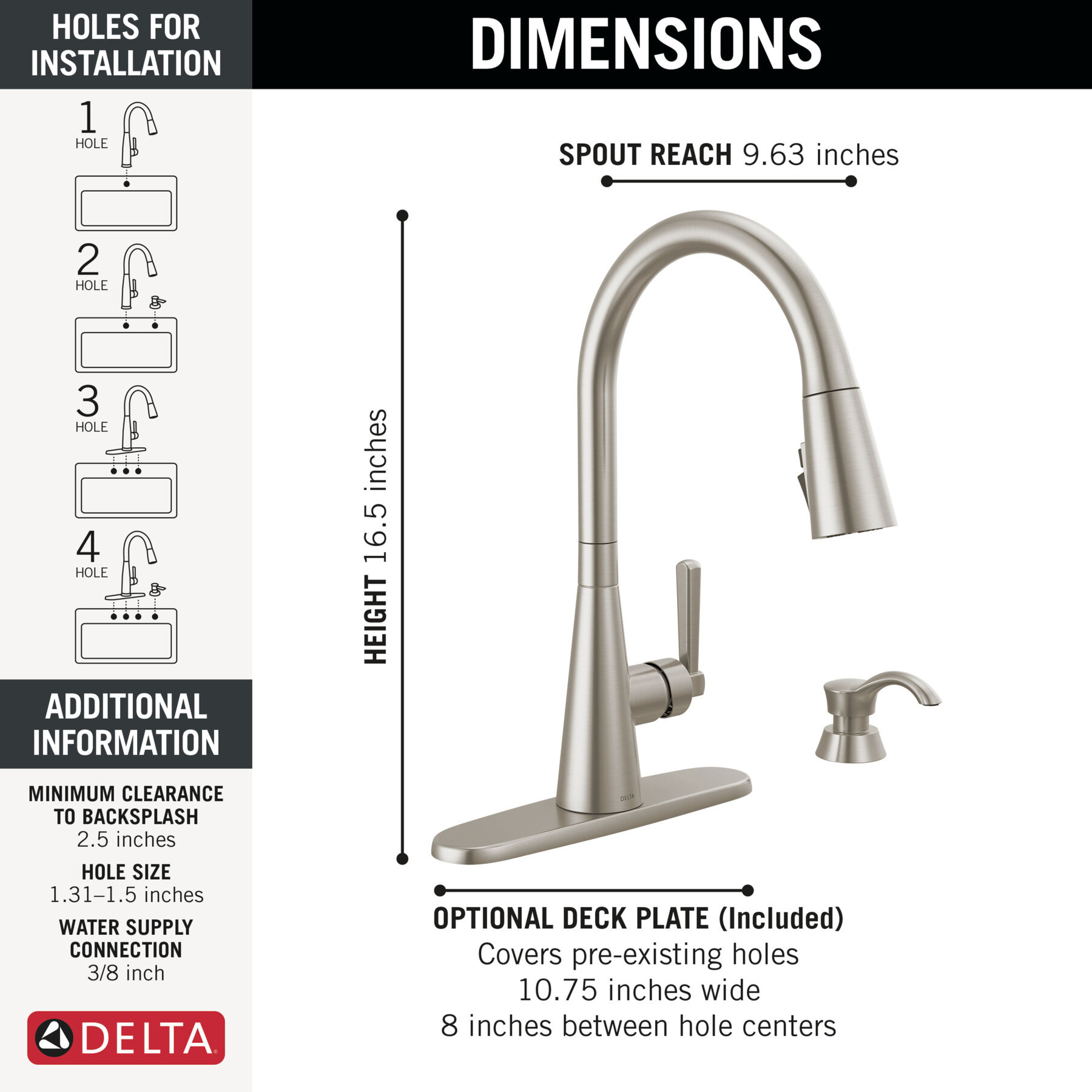 Single Handle Pull-Down Kitchen Faucet with Soap Dispenser and ShieldSpray Technology