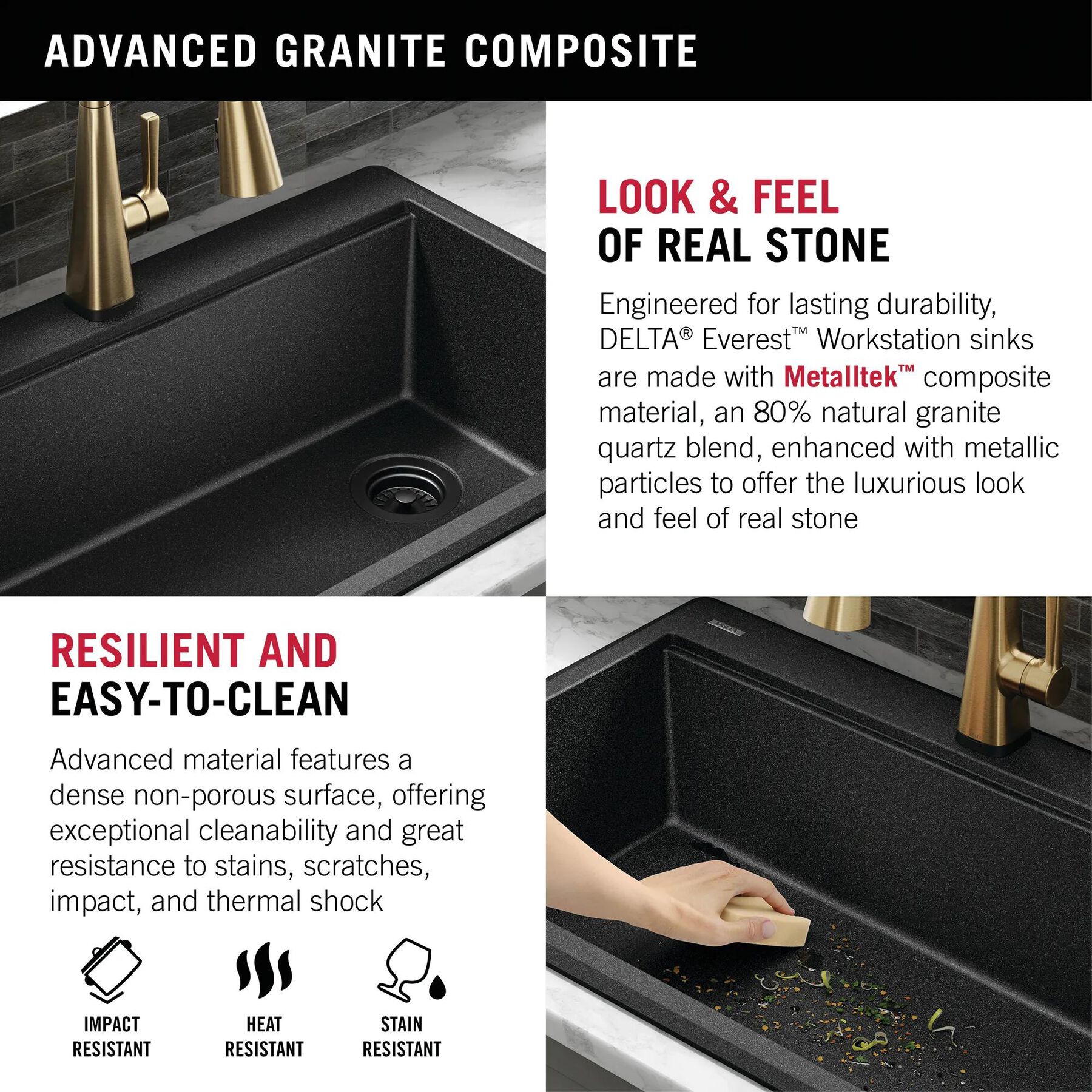 33&rdquo;&nbsp;Granite Composite&nbsp;Workstation Kitchen Sink&nbsp;Drop-In&nbsp;Top Mount&nbsp;Single Bowl with&nbsp;WorkFlow&trade; Ledge and Accessories