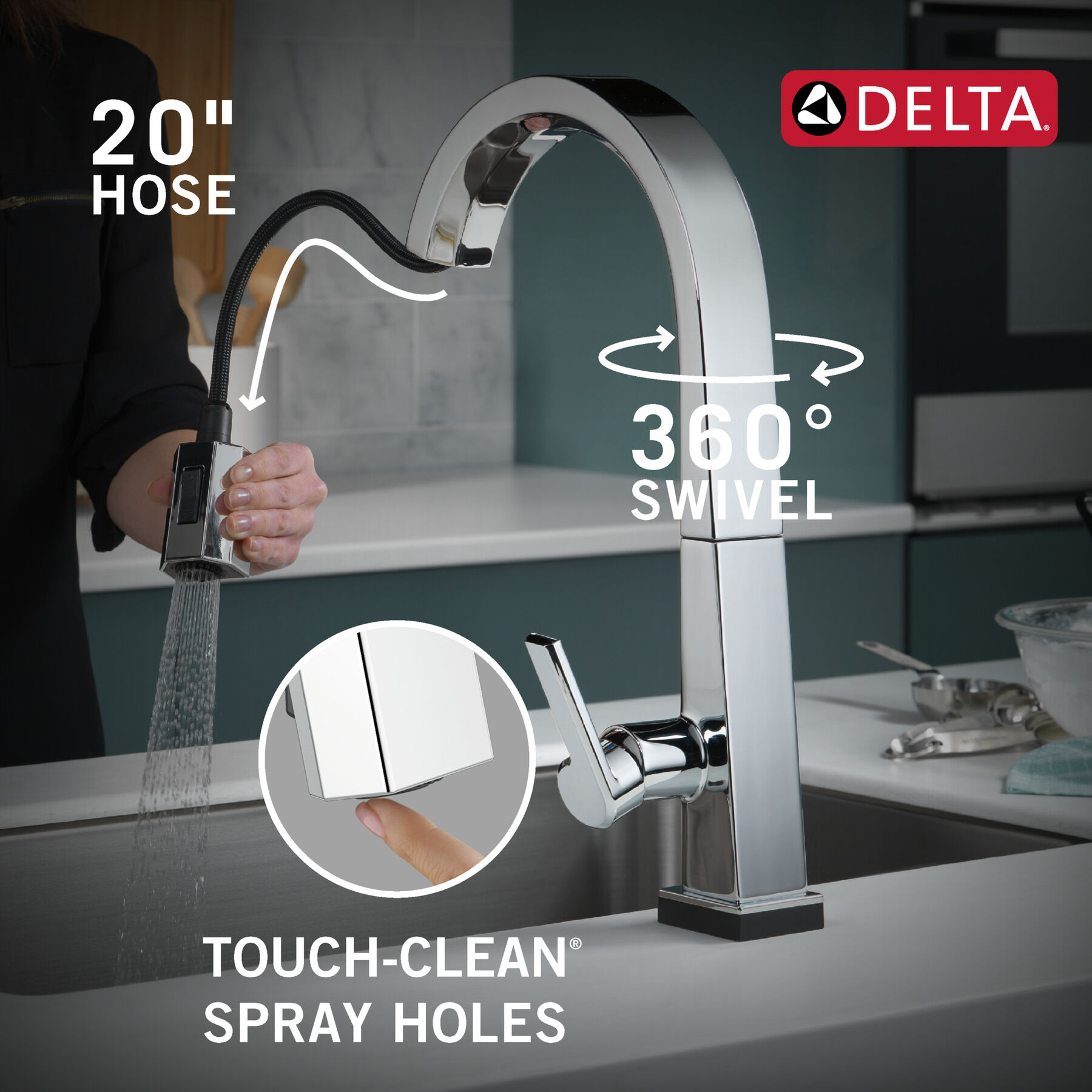 Single Handle Pull Down Kitchen Faucet with Touch2O Technology