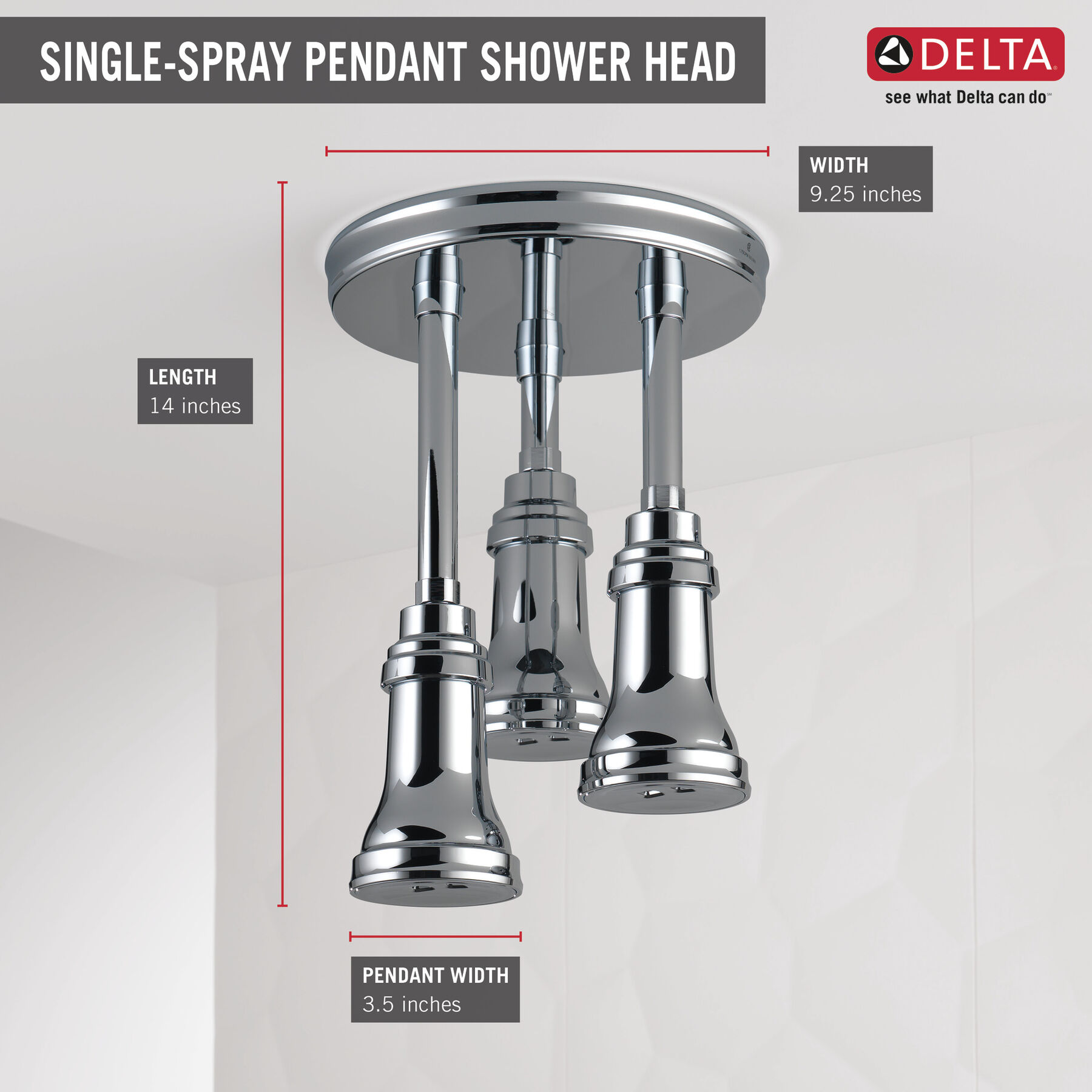H2Okinetic&reg; Pendant Raincan Shower Head