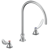 Two Handle Widespread Bathroom Faucet with Gooseneck Spout - Less Pop-Up