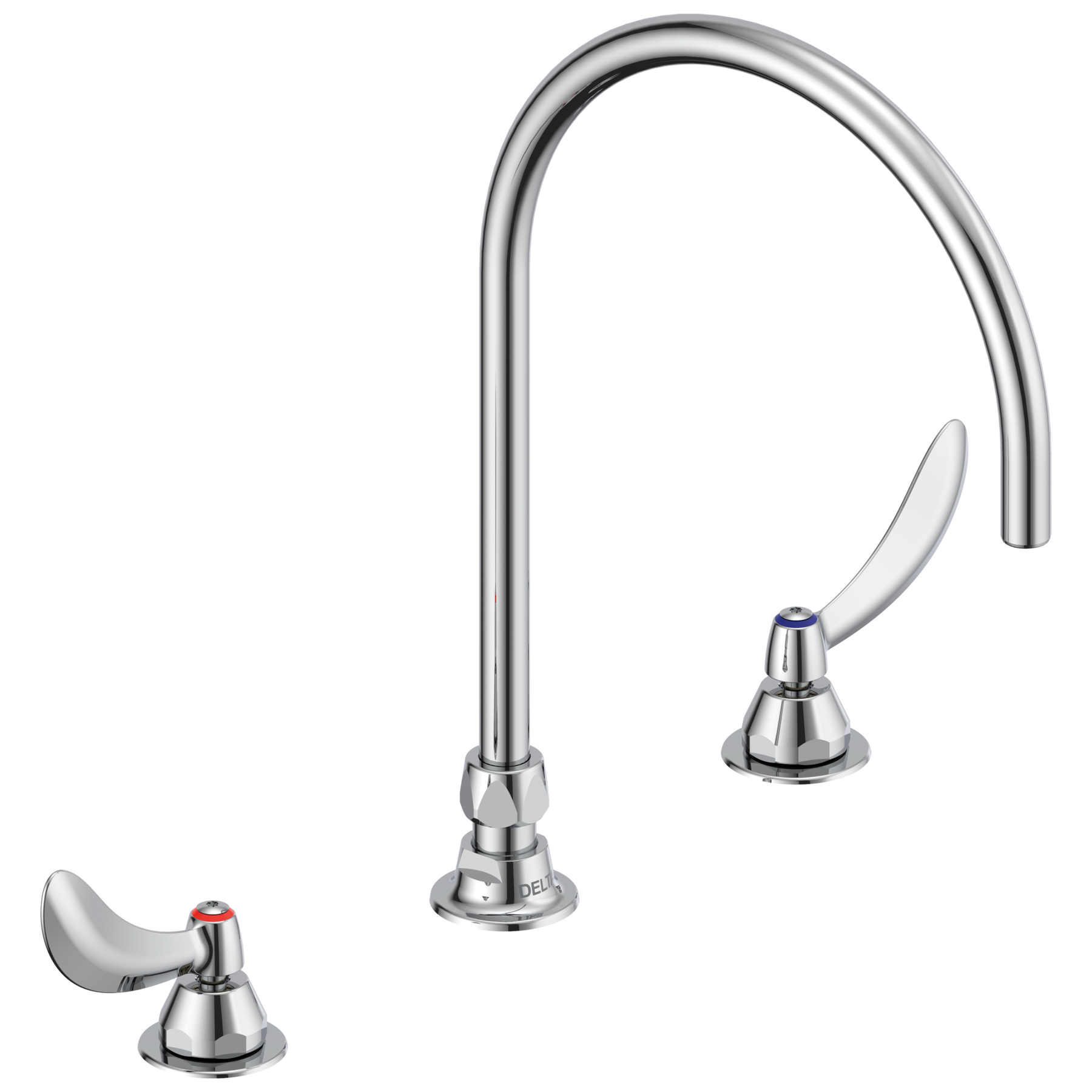 Two Handle Widespread Bathroom Faucet with Gooseneck Spout - Less Pop-Up