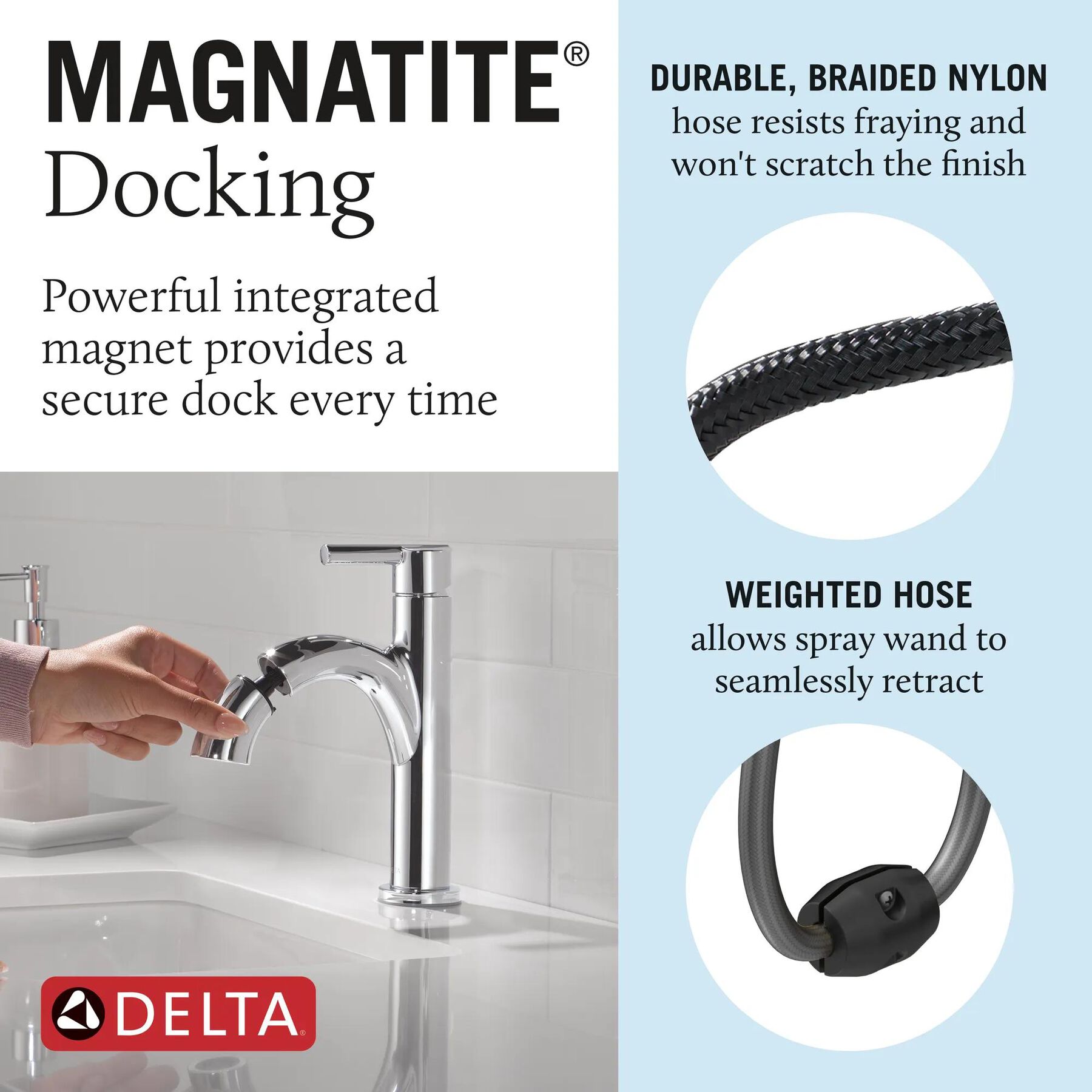 Single Handle Pull-Down Bathroom Faucet