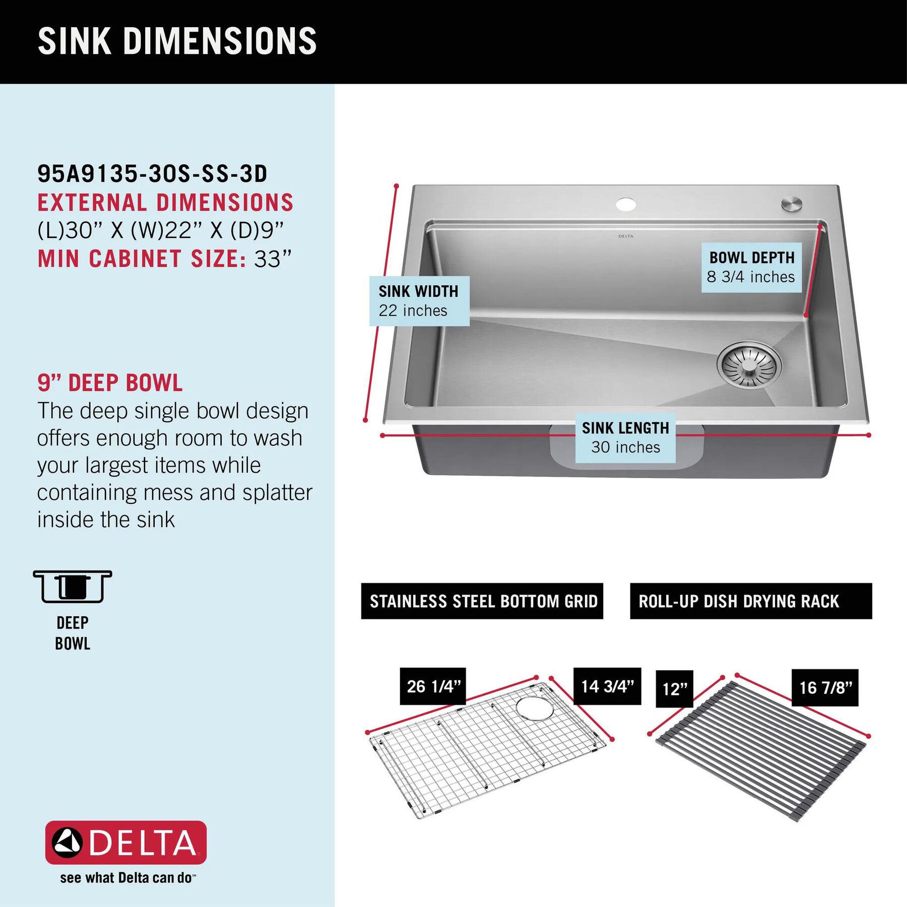 30&rdquo; Stainless Steel Workstation Kitchen Sink Drop-In Undermount Single Bowl with WorkFlow&trade; Ledge and Accessories