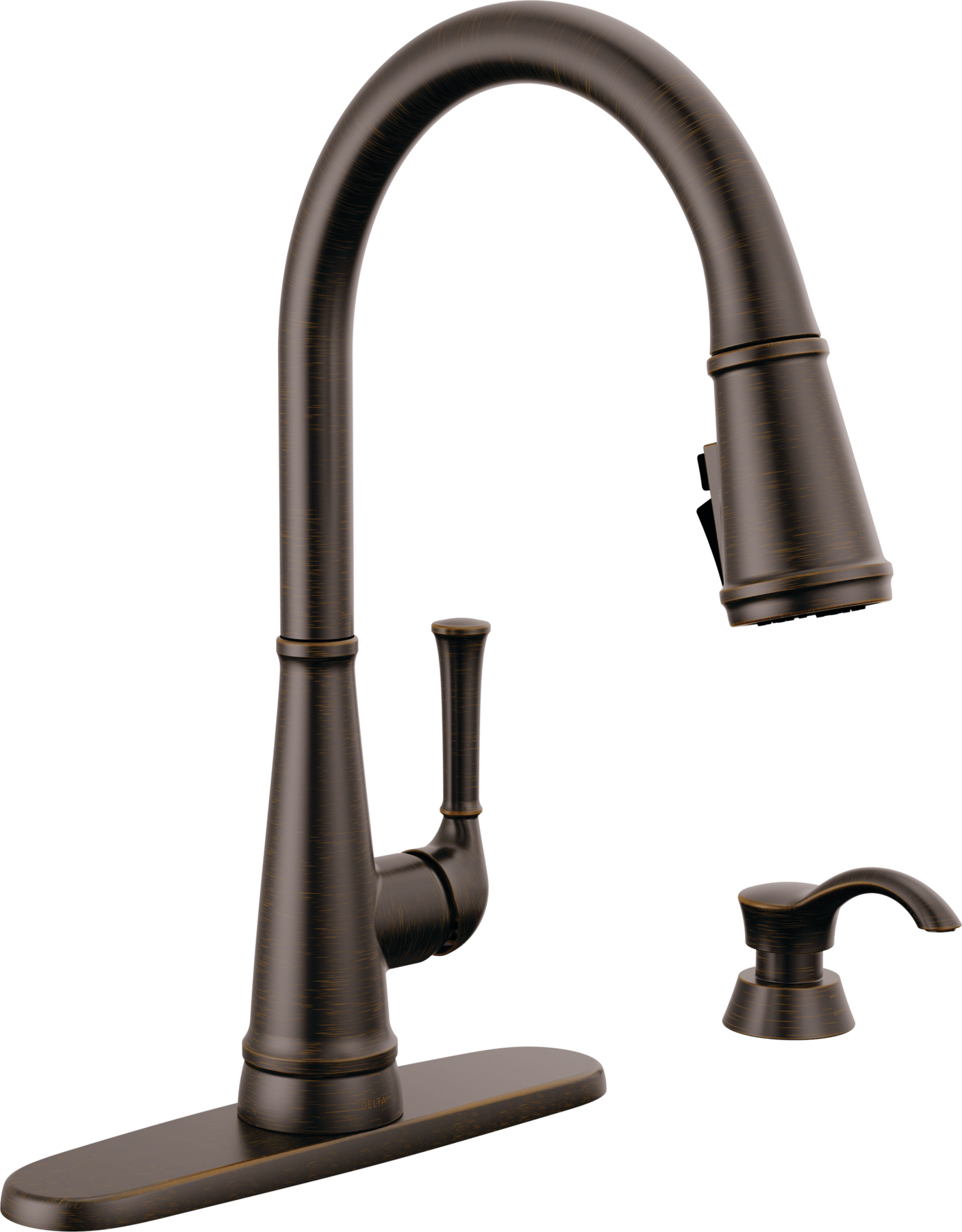 Single Handle Pull-Down Kitchen Faucet with Soap Dispenser and ShieldSpray&reg; Technology