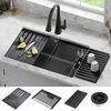 30&rdquo; Granite Composite Workstation Kitchen Sink Undermount Single Bowl with WorkFlow&trade; Ledge and Accessories in Metallic Black