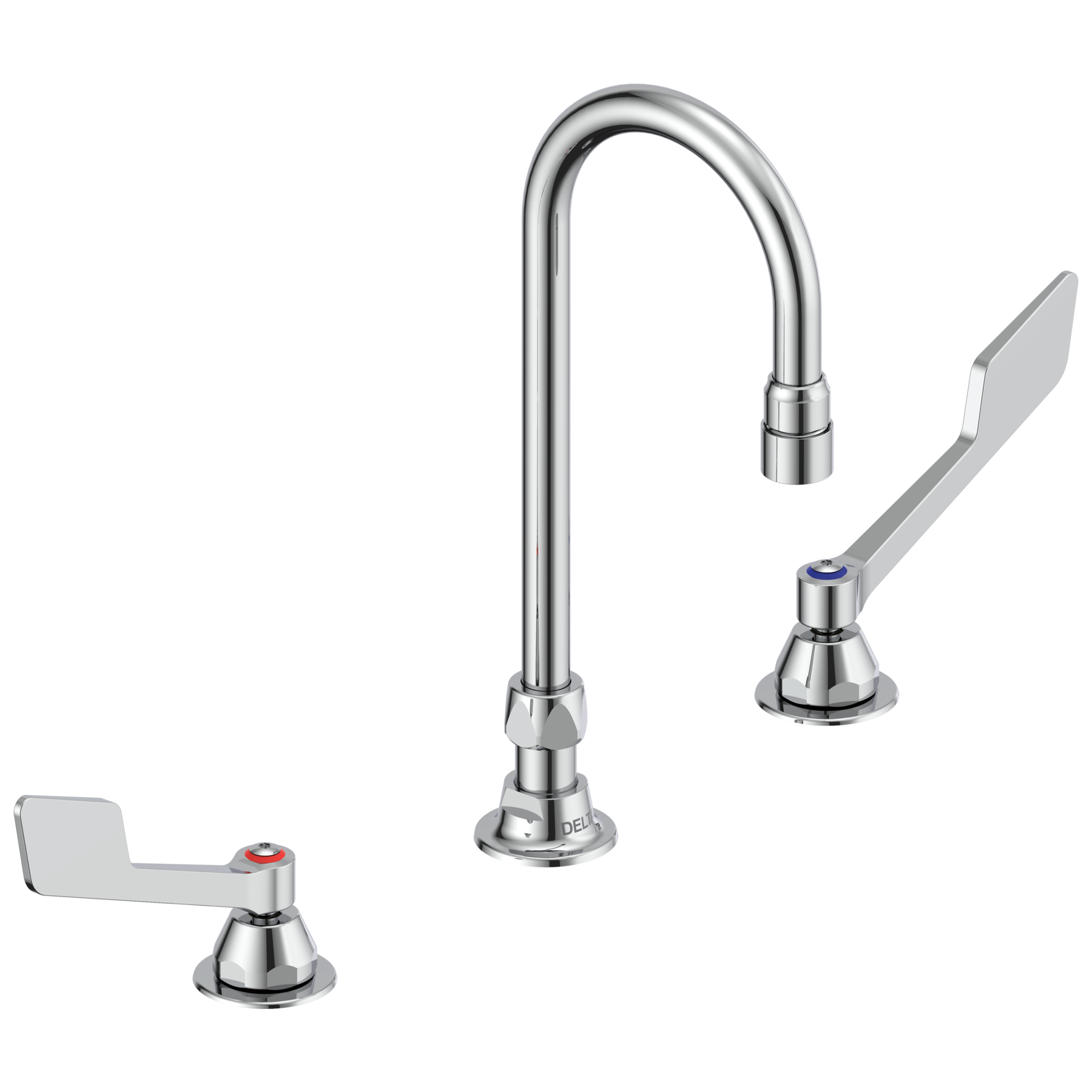 Two Handle Widespread Bathroom Faucet with Gooseneck Spout - Less Pop-Up