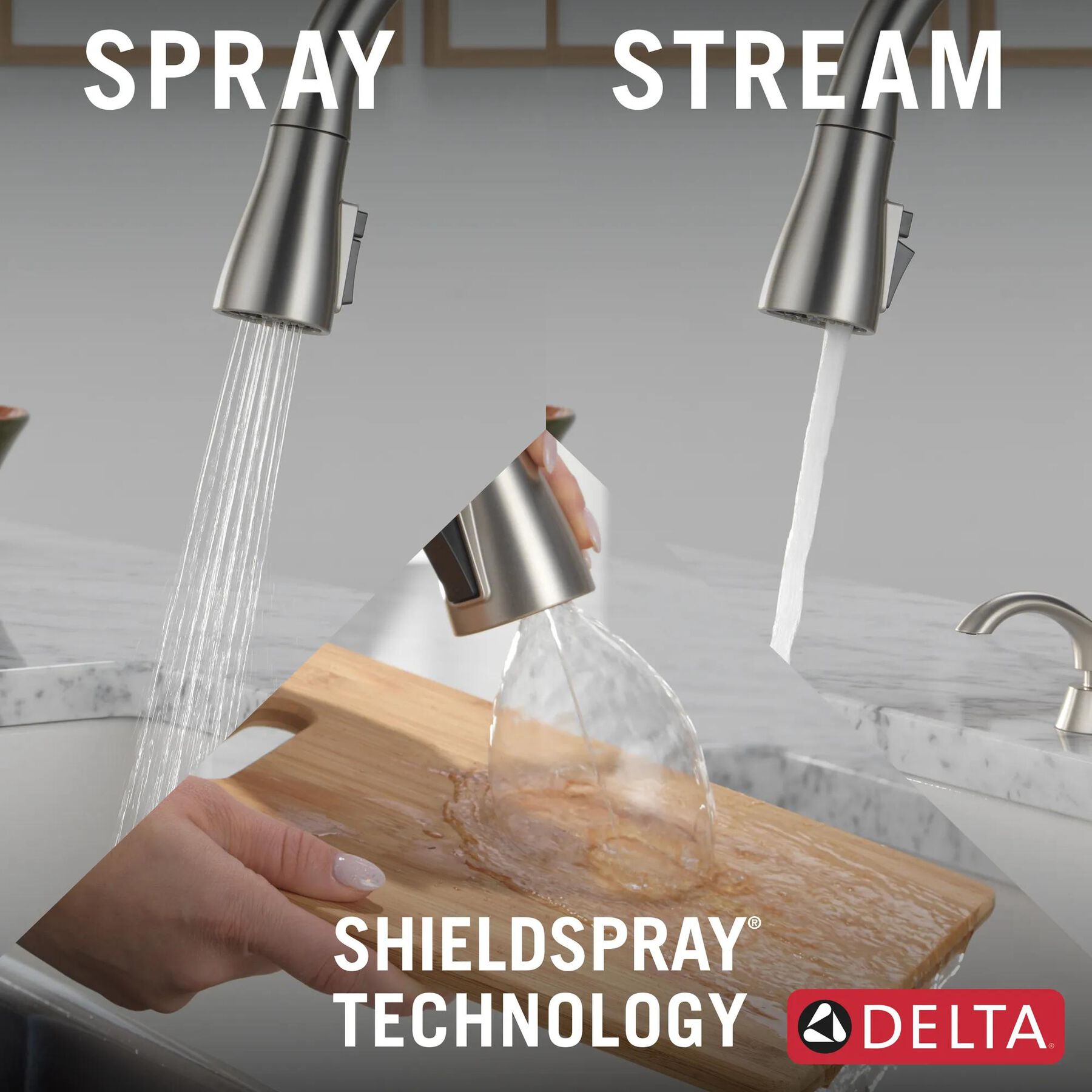 Single Handle Pull-Down Kitchen Faucet with Soap Dispenser and ShieldSpray Technology