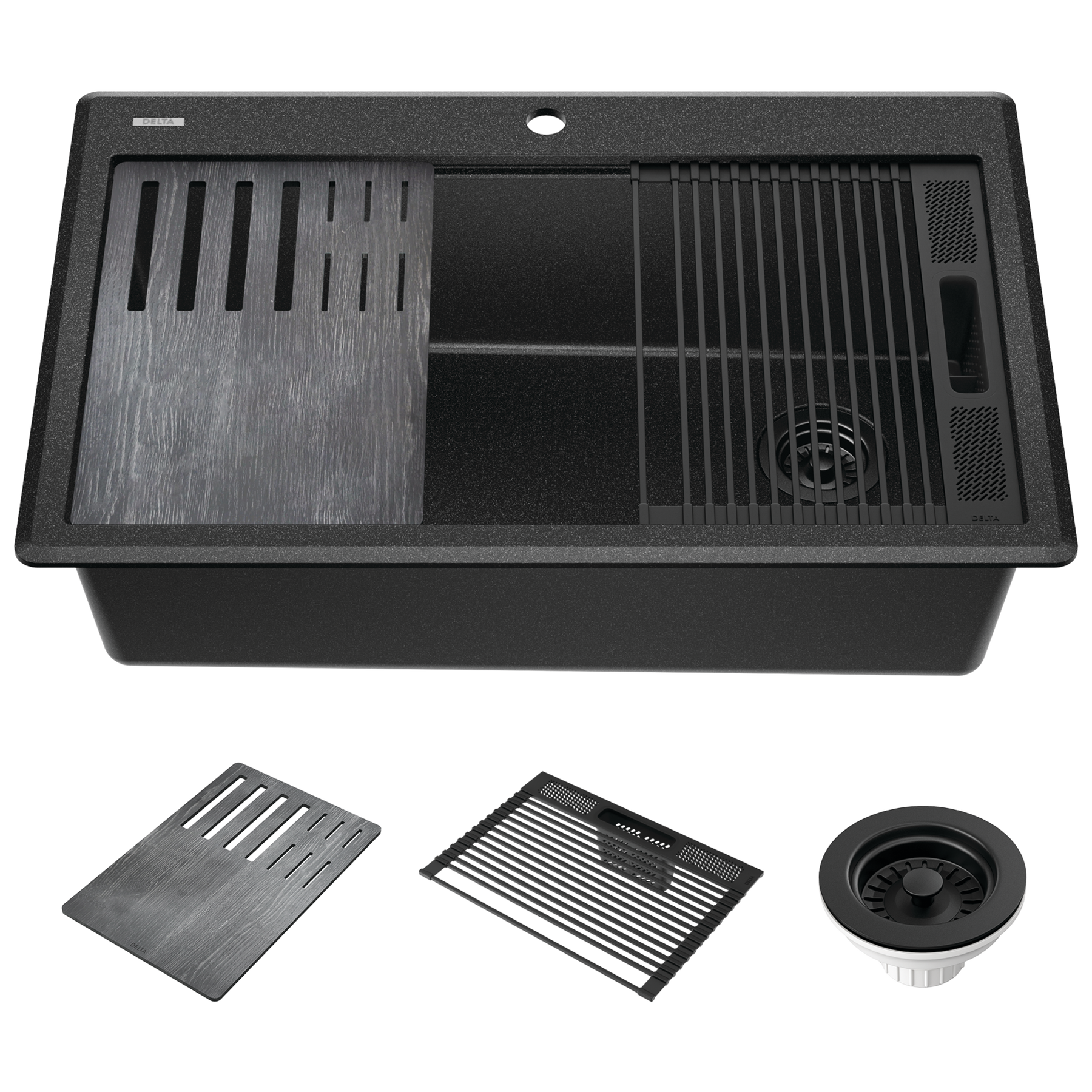 33&rdquo;&nbsp;Granite Composite&nbsp;Workstation Kitchen Sink&nbsp;Drop-In&nbsp;Top Mount&nbsp;Single Bowl with&nbsp;WorkFlow&trade; Ledge and Accessories