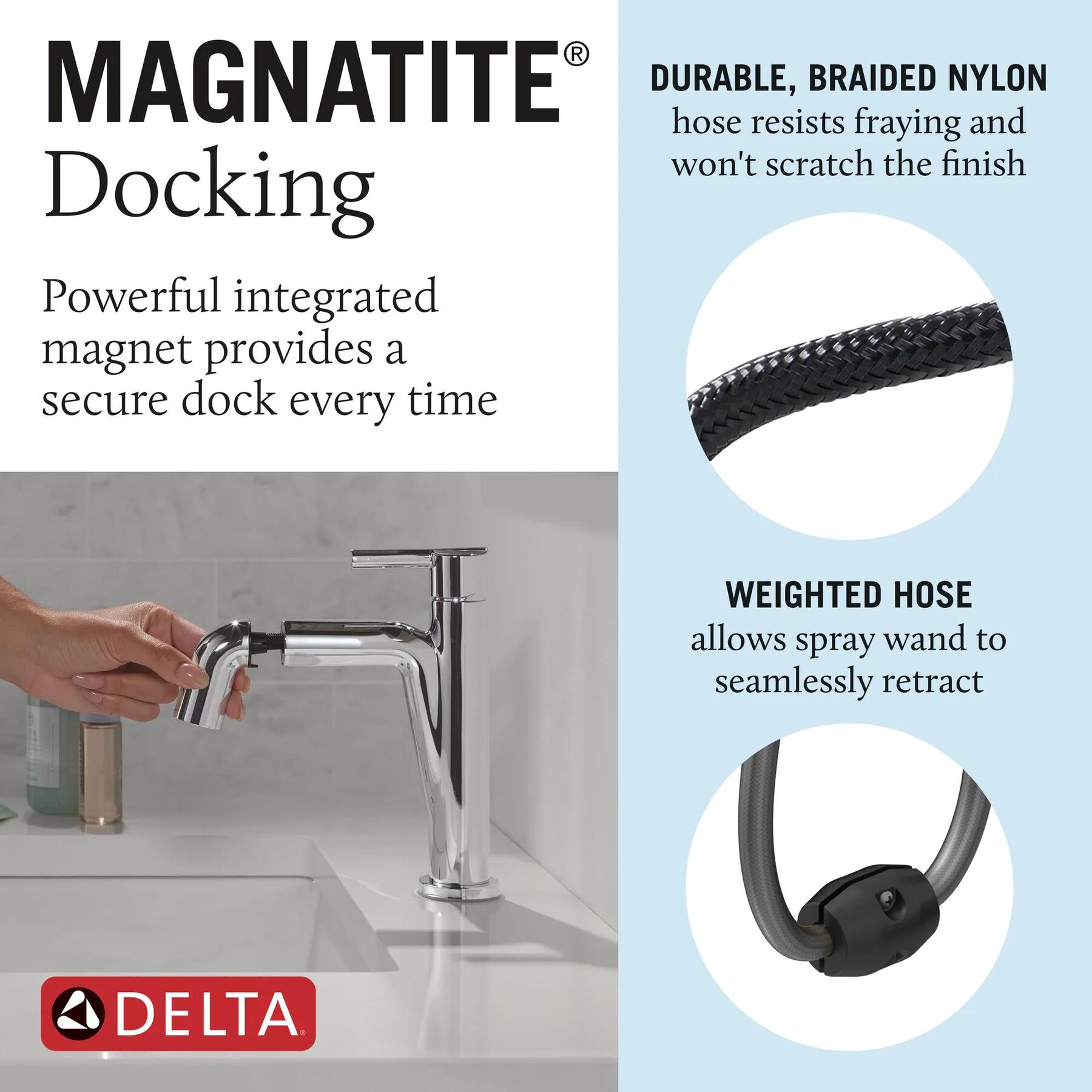 Single Handle Pull-Down Bathroom Faucet