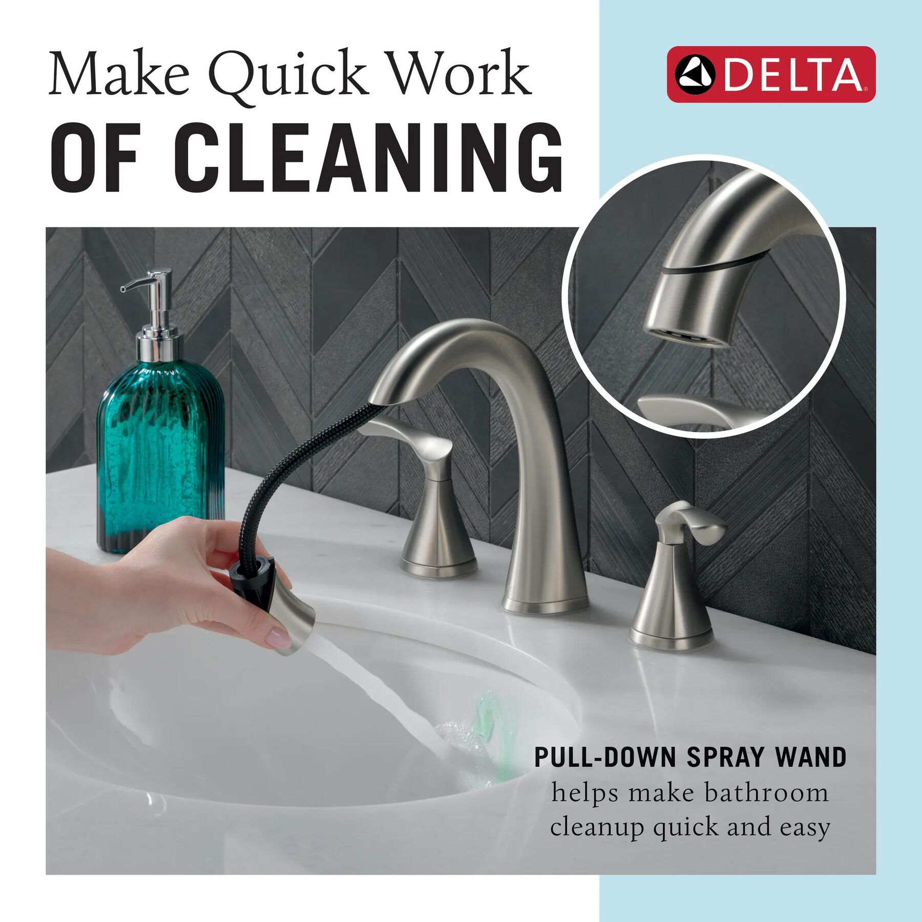 Two Handle Widespread Pull-Down Bathroom Faucet