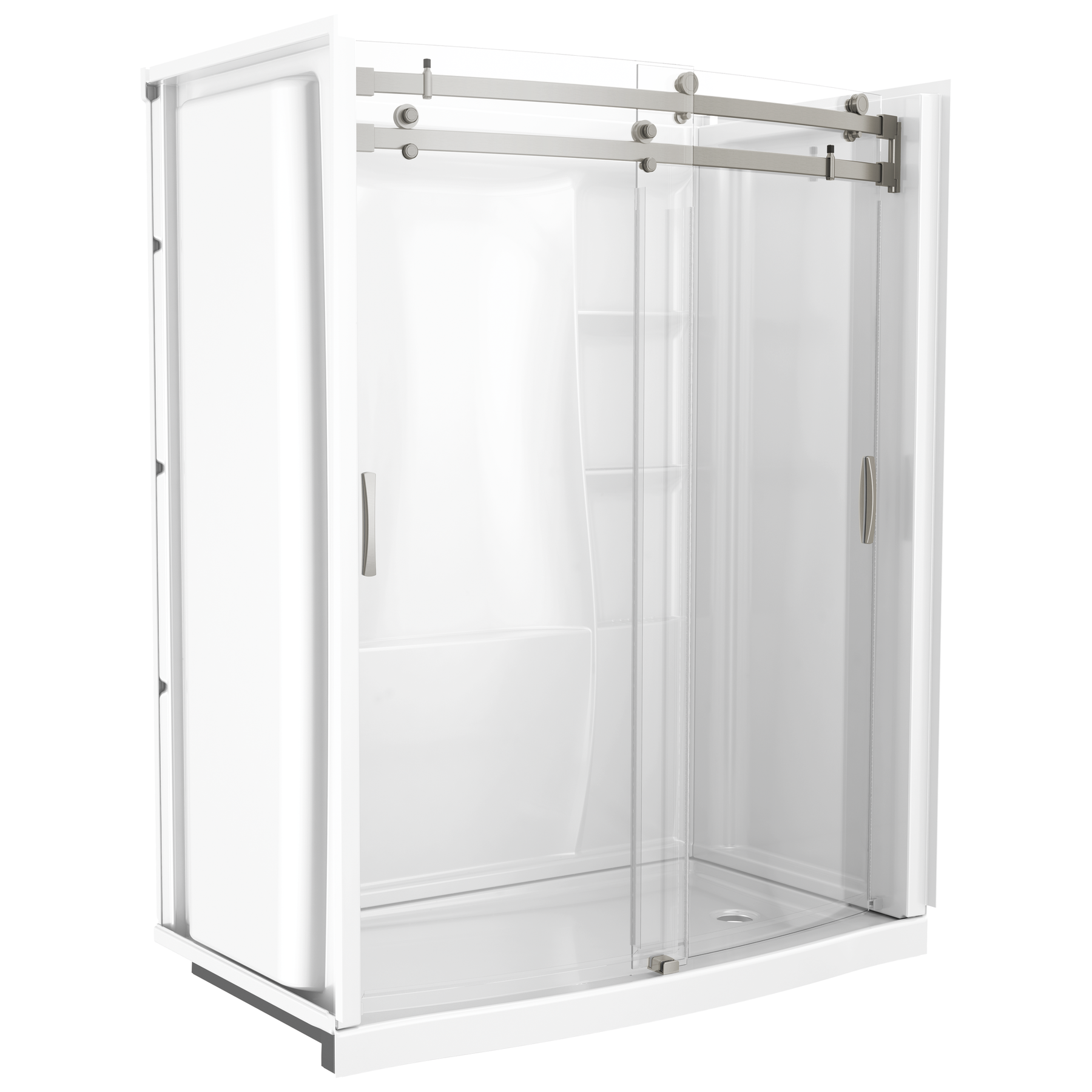 60 x 32" Curved Alcove Shower Base with Right Drain