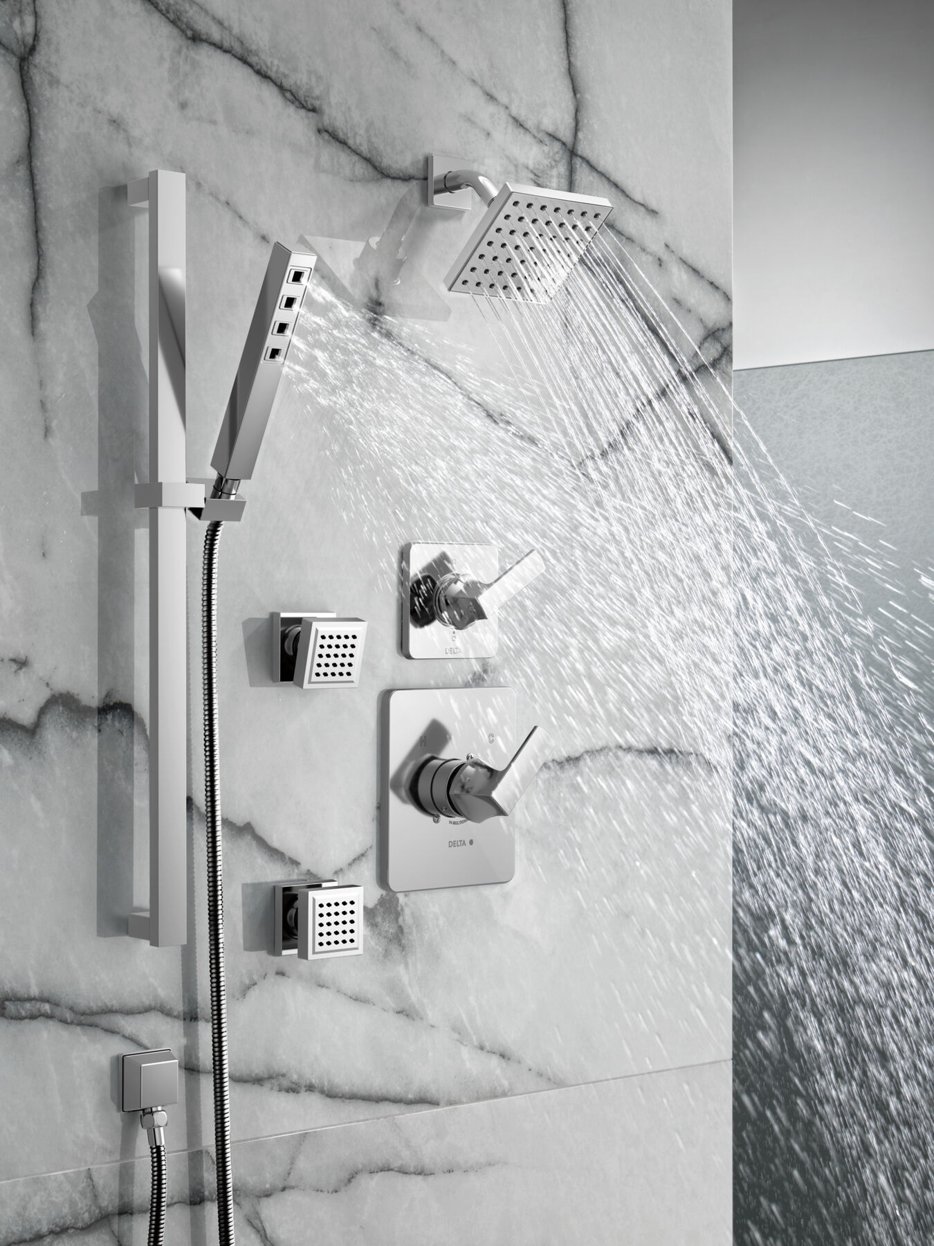 H<sub>2</sub>Okinetic&reg; Single-Setting Slide Bar Hand Shower