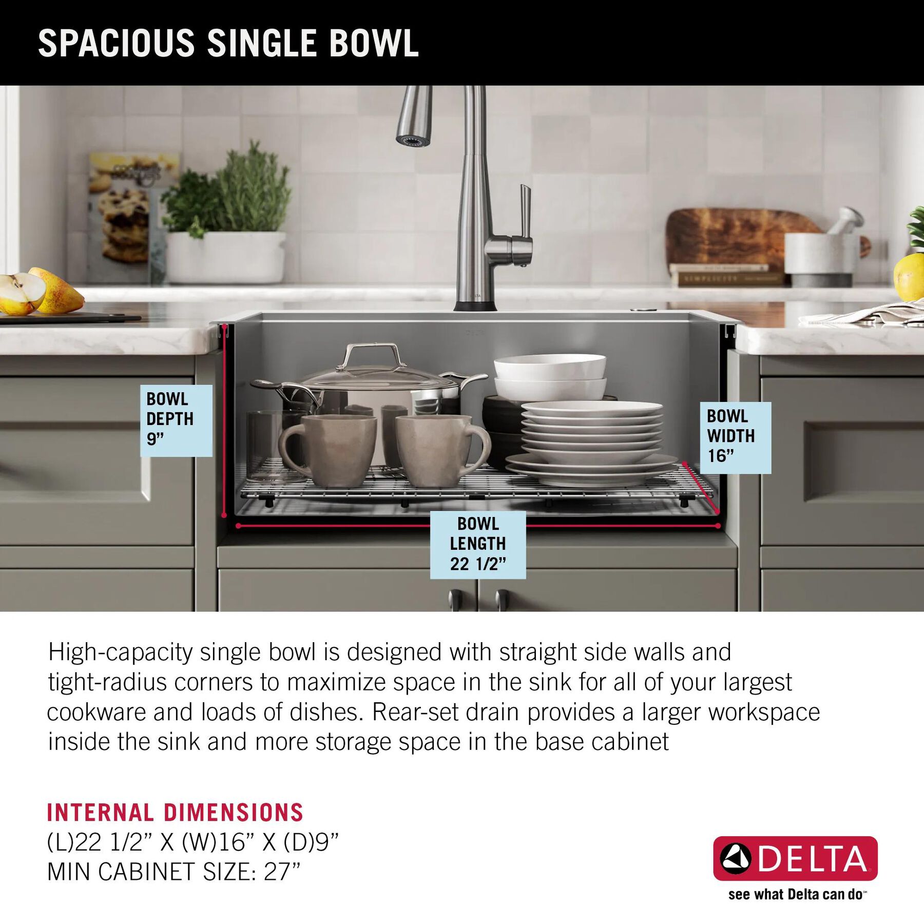 25&rdquo; Workstation Kitchen Sink&nbsp;Drop-In Top Mount&nbsp;16 Gauge&nbsp;Stainless Steel Single Bowl with&nbsp;WorkFlow&trade; Ledge&nbsp;and Accessories