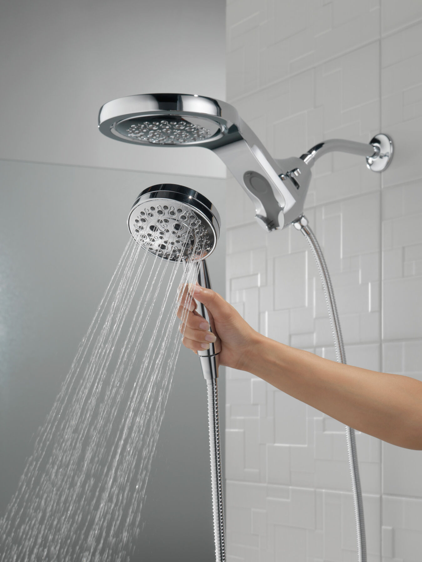 HydroRain&reg; H<sub>2</sub>Okinetic&reg; 5-Setting Two-in-One Shower Head